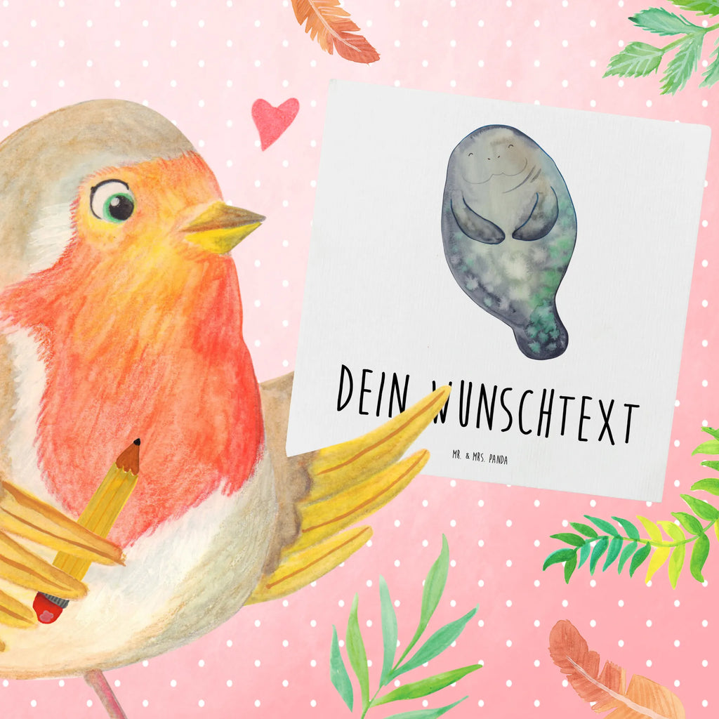 Personalized Deluxe Card manatee happy Grußkarte als Geldgeschenk, Personalisierte Glückwunschkarte, Personalisierte Grußkarte, Grußkarte selber drucken, Personalisierte Karte, Grußkarte mit Namen, Grußkarte mit persönlichen Nachrichten, Personalisierte Hochzeitskarte, Grußkarte selbst gestalten, Personalisierte Einladungskarte, Personalisiertere Klappkarte, Personalisierte Geburtstagskarte, Grußkarten personalisiert, Meerestiere, Meer, Urlaub, Selbstliebe, Zufrieden, Freundin, Achtsamkeit, Respekt, Neustart, Seekühe, Seekuh, Neuanfang, Liebeskummer