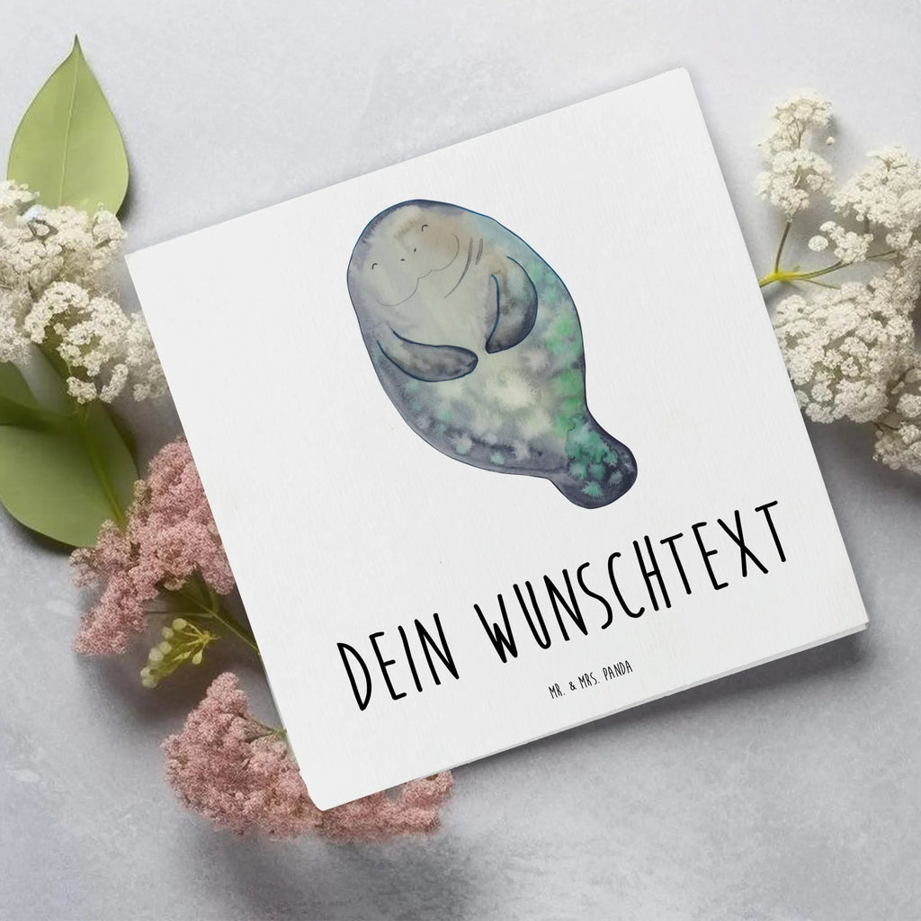 Personalized Deluxe Card manatee happy Grußkarte als Geldgeschenk, Personalisierte Glückwunschkarte, Personalisierte Grußkarte, Grußkarte selber drucken, Personalisierte Karte, Grußkarte mit Namen, Grußkarte mit persönlichen Nachrichten, Personalisierte Hochzeitskarte, Grußkarte selbst gestalten, Personalisierte Einladungskarte, Personalisiertere Klappkarte, Personalisierte Geburtstagskarte, Grußkarten personalisiert, Meerestiere, Meer, Urlaub, Selbstliebe, Zufrieden, Freundin, Achtsamkeit, Respekt, Neustart, Seekühe, Seekuh, Neuanfang, Liebeskummer