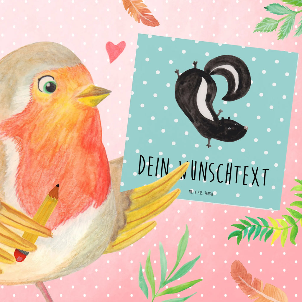 Personalized Deluxe Card skunk handstand Personalisierte Grußkarte, Personalisierte Einladungskarte, Grußkarte selbst gestalten, Grußkarte als Geldgeschenk, Personalisiertere Klappkarte, Personalisierte Glückwunschkarte, Grußkarten personalisiert, Grußkarte mit persönlichen Nachrichten, Personalisierte Geburtstagskarte, Personalisierte Hochzeitskarte, Grußkarte selber drucken, Grußkarte mit Namen, Personalisierte Karte, Stinktier, Skunk, Kind, verpielt, Wildtier, Spielplatz, Raubtier, Stinki, Stinker