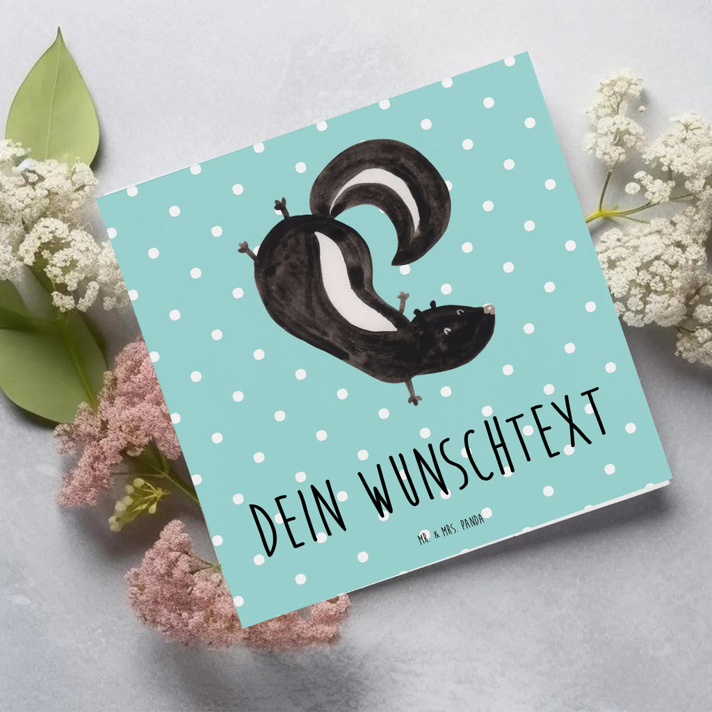 Personalized Deluxe Card skunk handstand Personalisierte Grußkarte, Personalisierte Einladungskarte, Grußkarte selbst gestalten, Grußkarte als Geldgeschenk, Personalisiertere Klappkarte, Personalisierte Glückwunschkarte, Grußkarten personalisiert, Grußkarte mit persönlichen Nachrichten, Personalisierte Geburtstagskarte, Personalisierte Hochzeitskarte, Grußkarte selber drucken, Grußkarte mit Namen, Personalisierte Karte, Stinktier, Skunk, Kind, verpielt, Wildtier, Spielplatz, Raubtier, Stinki, Stinker