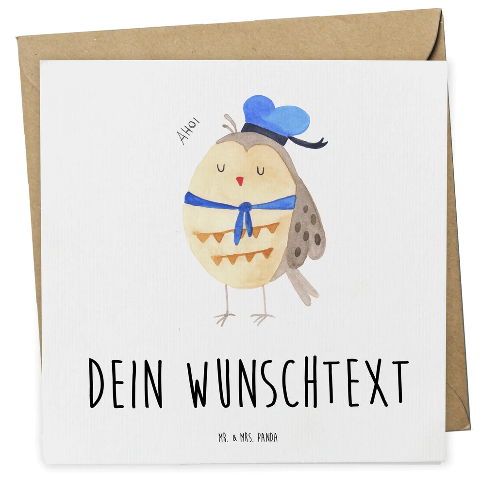 Personalized Deluxe Card Owl sailor Grußkarte mit persönlichen Nachrichten, Personalisierte Hochzeitskarte, Grußkarte als Geldgeschenk, Grußkarte selbst gestalten, Personalisierte Glückwunschkarte, Personalisierte Karte, Grußkarte mit Namen, Personalisiertere Klappkarte, Grußkarte selber drucken, Personalisierte Einladungskarte, Grußkarten personalisiert, Personalisierte Geburtstagskarte, Personalisierte Grußkarte, Eule, Owl, Ehe, Freundin, Wortspiel lustig, Hochzeitstag Geschenk, Seefahrer, Eule Deko, Heimathafen, Matrose, Eule Spruch