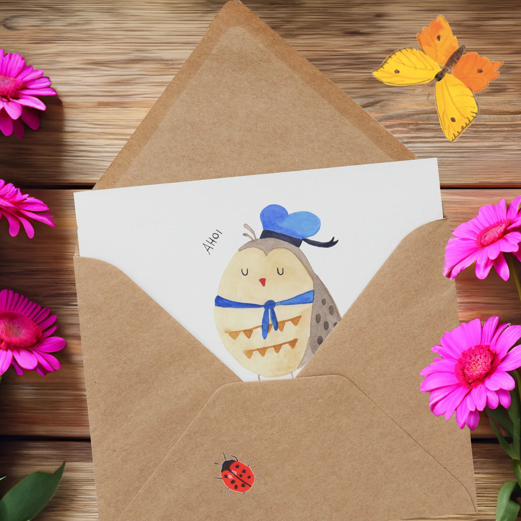 Personalized Deluxe Card Owl sailor Grußkarte mit persönlichen Nachrichten, Personalisierte Hochzeitskarte, Grußkarte als Geldgeschenk, Grußkarte selbst gestalten, Personalisierte Glückwunschkarte, Personalisierte Karte, Grußkarte mit Namen, Personalisiertere Klappkarte, Grußkarte selber drucken, Personalisierte Einladungskarte, Grußkarten personalisiert, Personalisierte Geburtstagskarte, Personalisierte Grußkarte, Eule, Owl, Ehe, Freundin, Wortspiel lustig, Hochzeitstag Geschenk, Seefahrer, Eule Deko, Heimathafen, Matrose, Eule Spruch