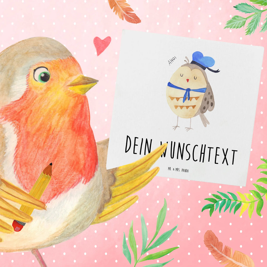 Personalized Deluxe Card Owl sailor Grußkarte mit persönlichen Nachrichten, Personalisierte Hochzeitskarte, Grußkarte als Geldgeschenk, Grußkarte selbst gestalten, Personalisierte Glückwunschkarte, Personalisierte Karte, Grußkarte mit Namen, Personalisiertere Klappkarte, Grußkarte selber drucken, Personalisierte Einladungskarte, Grußkarten personalisiert, Personalisierte Geburtstagskarte, Personalisierte Grußkarte, Eule, Owl, Ehe, Freundin, Wortspiel lustig, Hochzeitstag Geschenk, Seefahrer, Eule Deko, Heimathafen, Matrose, Eule Spruch