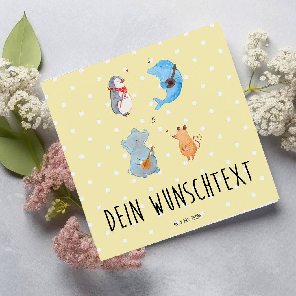 Personalized Deluxe Card Big tape Personalisierte Einladungskarte, Personalisierte Geburtstagskarte, Personalisierte Hochzeitskarte, Personalisiertere Klappkarte, Grußkarten personalisiert, Grußkarte selber drucken, Grußkarte als Geldgeschenk, Grußkarte mit Namen, Grußkarte mit persönlichen Nachrichten, Personalisierte Glückwunschkarte, Grußkarte selbst gestalten, Personalisierte Grußkarte, Personalisierte Karte, Tiermotive, Gute Laune, lustige Sprüche, Tiere, Delfin, Musikanten, Pinguin, Gitarre, Elefant, Triangel, Maus, Band, Hund, Musik