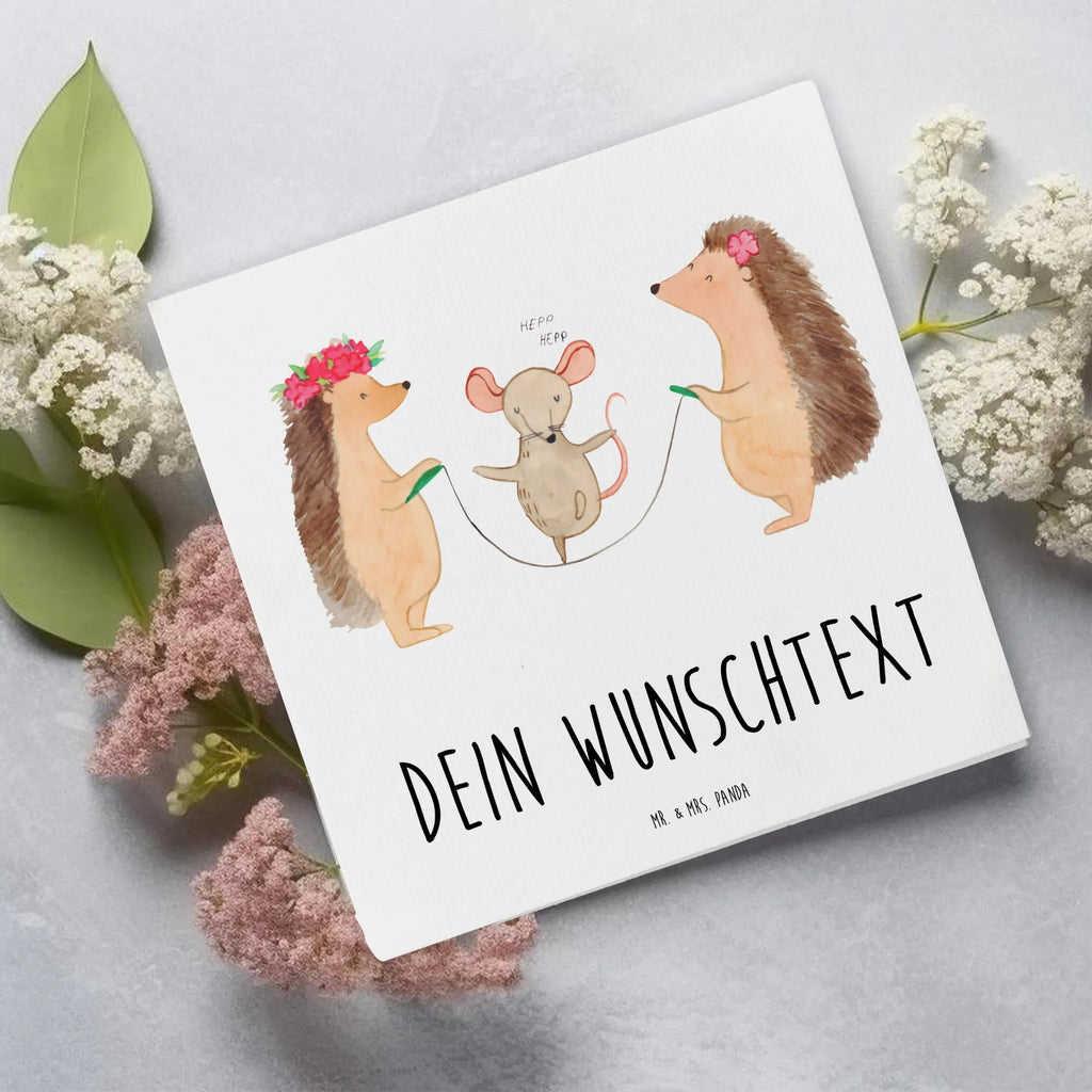 Personalized Deluxe Card Hedgehog skipping Personalisierte Grußkarte, Grußkarte mit persönlichen Nachrichten, Grußkarten personalisiert, Personalisierte Glückwunschkarte, Personalisierte Geburtstagskarte, Personalisierte Karte, Personalisiertere Klappkarte, Personalisierte Einladungskarte, Grußkarte als Geldgeschenk, Grußkarte selber drucken, Personalisierte Hochzeitskarte, Grußkarte selbst gestalten, Grußkarte mit Namen, Tiermotive, Gute Laune, lustige Sprüche, Tiere, Kinder, Igel, Seilspringen, Maus, Kindergarten, Seilhüpfen