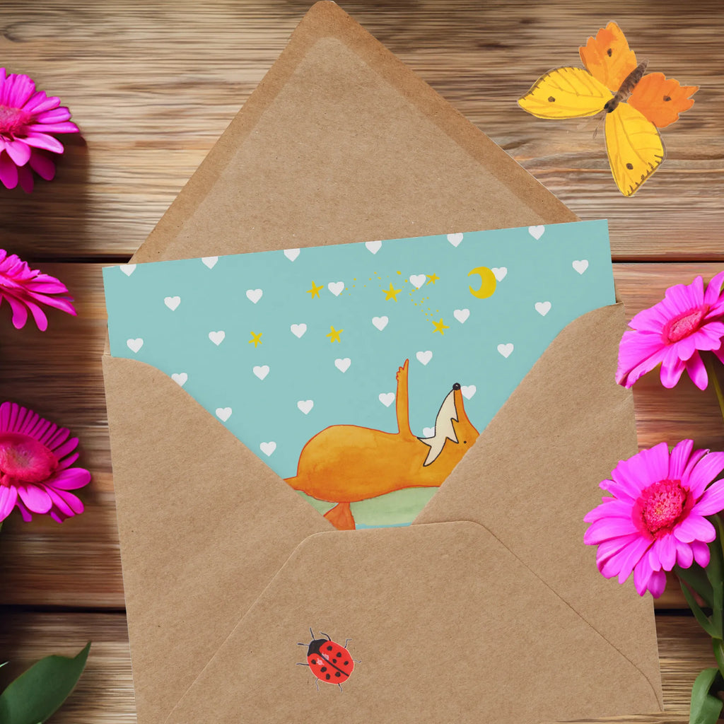 Personalized Deluxe Card Fox Stars Personalisiertere Klappkarte, Personalisierte Einladungskarte, Personalisierte Grußkarte, Grußkarte als Geldgeschenk, Grußkarte selber drucken, Grußkarten personalisiert, Personalisierte Glückwunschkarte, Grußkarte mit Namen, Grußkarte selbst gestalten, Grußkarte mit persönlichen Nachrichten, Personalisierte Geburtstagskarte, Personalisierte Hochzeitskarte, Personalisierte Karte, Fuchs, Füchse, Spruch schön, Spruch positiv, Romantik, tröstende Worte, Always Look on the Bright Side of Life