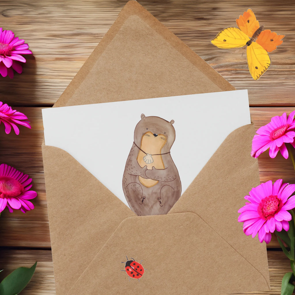 Personalized Deluxe Card otter shell Personalisierte Karte, Personalisierte Einladungskarte, Grußkarte mit Namen, Personalisiertere Klappkarte, Personalisierte Geburtstagskarte, Grußkarte selbst gestalten, Grußkarte als Geldgeschenk, Personalisierte Hochzeitskarte, Grußkarte selber drucken, Personalisierte Glückwunschkarte, Grußkarte mit persönlichen Nachrichten, Grußkarten personalisiert, Personalisierte Grußkarte, Otter, Fischotter, Seeotter, Büro, träumen, grübeln, Otterliebe, Motivation, Tagträumen