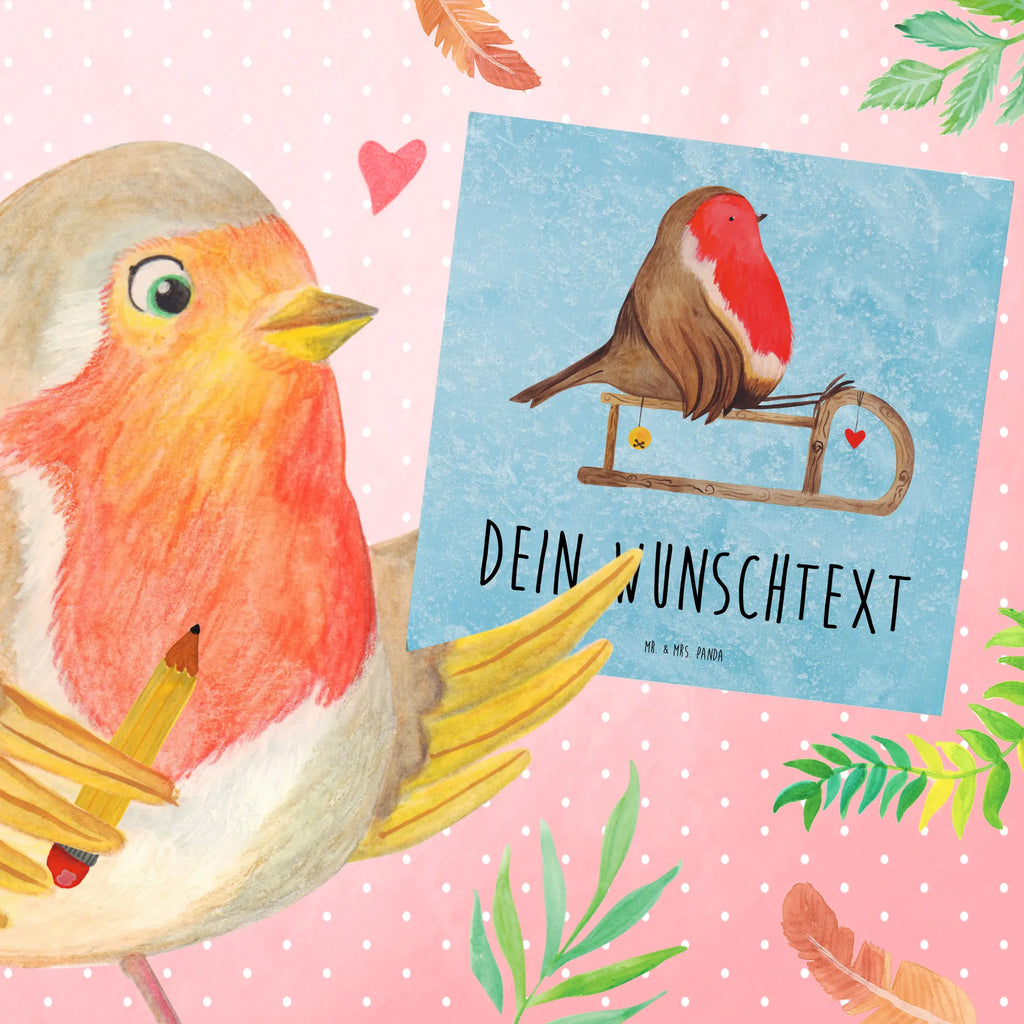 Personalisierte Deluxe Karte Rotkehlchen Schlitten Grußkarte mit Namen, Grußkarte mit persönlichen Nachrichten, Grußkarte selber drucken, Grußkarte als Geldgeschenk, Personalisierte Grußkarte, Personalisierte Karte, Personalisierte Glückwunschkarte, Grußkarten personalisiert, Grußkarte selbst gestalten, Personalisiertere Klappkarte, Personalisierte Hochzeitskarte, Personalisierte Einladungskarte, Personalisierte Geburtstagskarte, Winter, Weihnachten, Weihnachtsdeko, Nikolaus, Advent, Heiligabend, Wintermotiv, Vogel, Schlitten