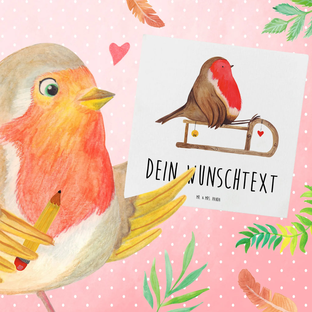 Personalisierte Deluxe Karte Rotkehlchen Schlitten Grußkarte mit Namen, Grußkarte mit persönlichen Nachrichten, Grußkarte selber drucken, Grußkarte als Geldgeschenk, Personalisierte Grußkarte, Personalisierte Karte, Personalisierte Glückwunschkarte, Grußkarten personalisiert, Grußkarte selbst gestalten, Personalisiertere Klappkarte, Personalisierte Hochzeitskarte, Personalisierte Einladungskarte, Personalisierte Geburtstagskarte, Winter, Weihnachten, Weihnachtsdeko, Nikolaus, Advent, Heiligabend, Wintermotiv, Vogel, Schlitten