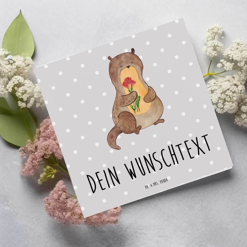 Personalized Deluxe Card otter Bunch of flowers Grußkarte selbst gestalten, Grußkarten personalisiert, Personalisierte Grußkarte, Personalisierte Karte, Grußkarte selber drucken, Grußkarte mit Namen, Personalisierte Geburtstagskarte, Personalisierte Hochzeitskarte, Grußkarte als Geldgeschenk, Personalisiertere Klappkarte, Personalisierte Einladungskarte, Personalisierte Glückwunschkarte, Grußkarte mit persönlichen Nachrichten, Otter, Fischotter, Seeotter, Otter Seeotter See Otter
