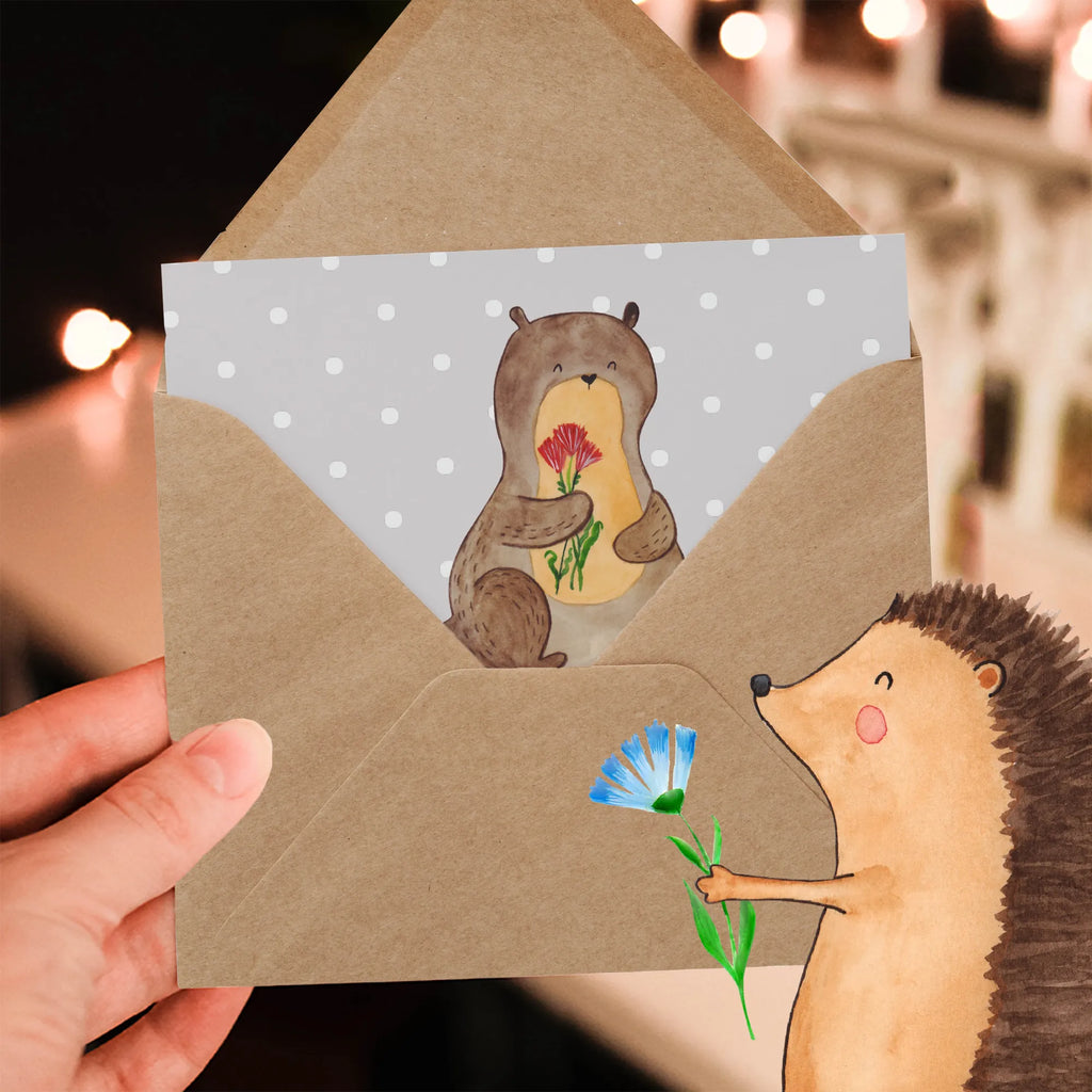 Personalized Deluxe Card otter Bunch of flowers Grußkarte selbst gestalten, Grußkarten personalisiert, Personalisierte Grußkarte, Personalisierte Karte, Grußkarte selber drucken, Grußkarte mit Namen, Personalisierte Geburtstagskarte, Personalisierte Hochzeitskarte, Grußkarte als Geldgeschenk, Personalisiertere Klappkarte, Personalisierte Einladungskarte, Personalisierte Glückwunschkarte, Grußkarte mit persönlichen Nachrichten, Otter, Fischotter, Seeotter, Otter Seeotter See Otter