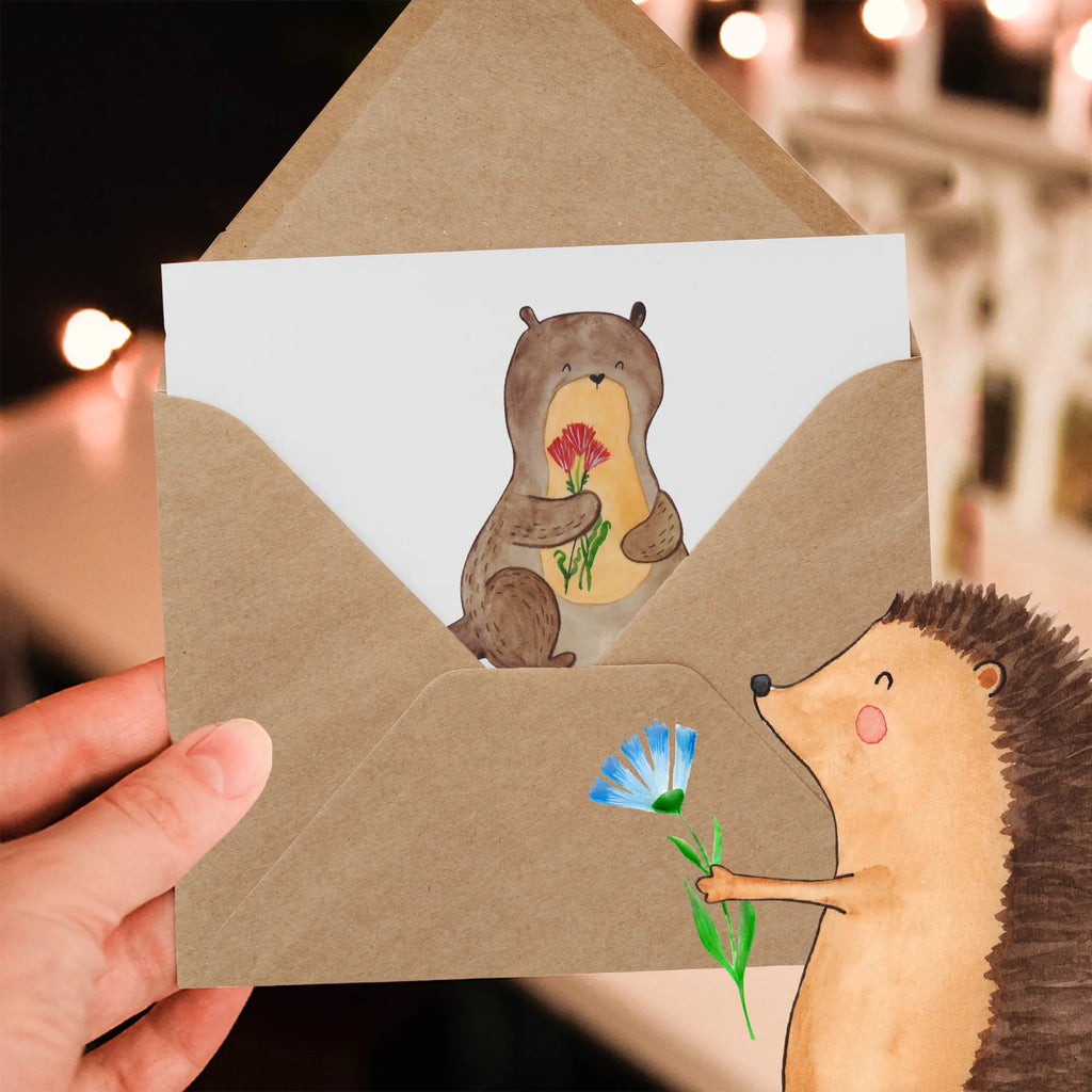 Personalized Deluxe Card otter Bunch of flowers Grußkarte selbst gestalten, Grußkarten personalisiert, Personalisierte Grußkarte, Personalisierte Karte, Grußkarte selber drucken, Grußkarte mit Namen, Personalisierte Geburtstagskarte, Personalisierte Hochzeitskarte, Grußkarte als Geldgeschenk, Personalisiertere Klappkarte, Personalisierte Einladungskarte, Personalisierte Glückwunschkarte, Grußkarte mit persönlichen Nachrichten, Otter, Fischotter, Seeotter, Otter Seeotter See Otter