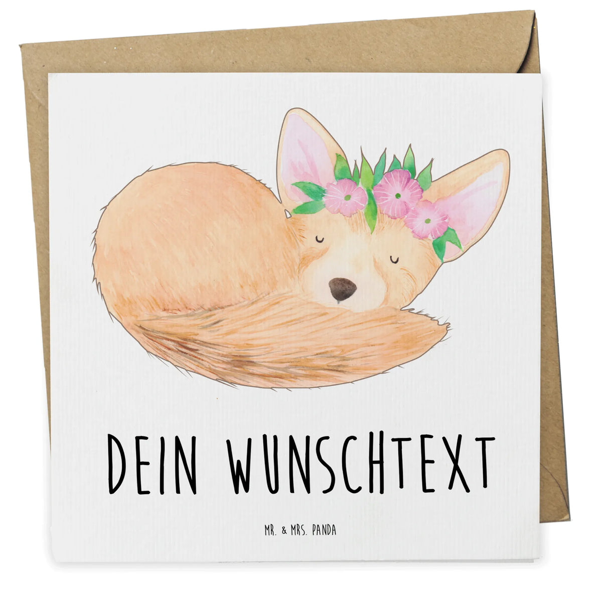 Personalized Deluxe Card desert fox Flower grußkarte personalisiert, Personalisierte Karten, karte personalisiert, Personalisierte Postkarte, Personalisierte Grußkarten, individuelle grußkarte, Postkarte personalisiert, Personalisierte Karte, Grußkarten Personalisiert, Personalisierte Grußkarte, Grußkarte personalisierbar, Afrika, Wildtiere, Wüstenfuchs, Wüste, Blumenkranz, Glücklich, Blumen