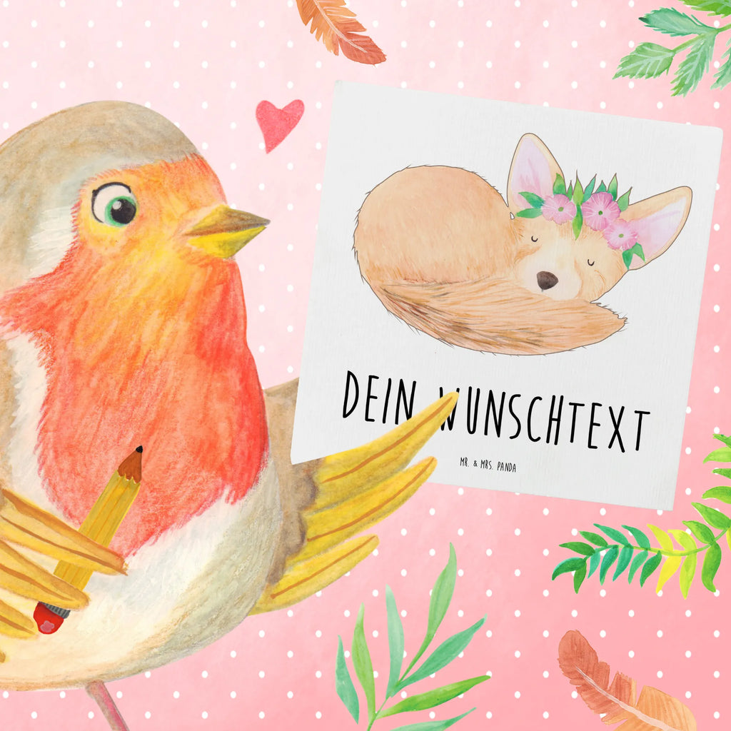 Personalized Deluxe Card desert fox Flower Personalisierte Hochzeitskarte, Grußkarte mit persönlichen Nachrichten, Personalisierte Glückwunschkarte, Personalisierte Einladungskarte, Grußkarte selbst gestalten, Personalisierte Geburtstagskarte, Personalisiertere Klappkarte, Personalisierte Karte, Grußkarten personalisiert, Grußkarte selber drucken, Grußkarte mit Namen, Grußkarte als Geldgeschenk, Personalisierte Grußkarte, Afrika, Wildtiere, Wüste, Blumenkranz, Wüstenfuchs, Blumen, Glücklich