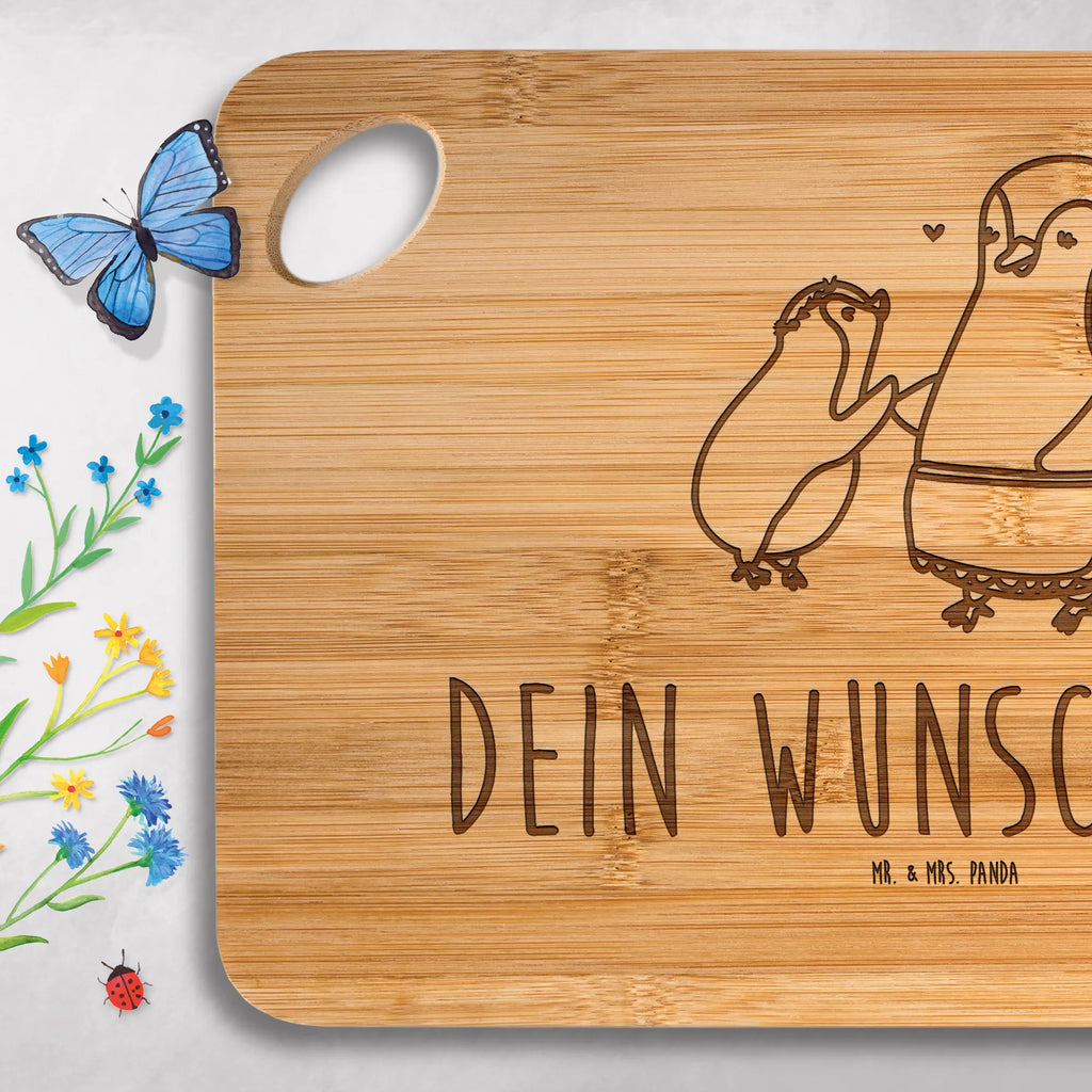 Spersonalizowana deska do krojenia Pingwin z dzieckiem Rodzina, Dzień Ojca, Dzień Matki, brat, siostra, mama, tata, babcia, dziadek