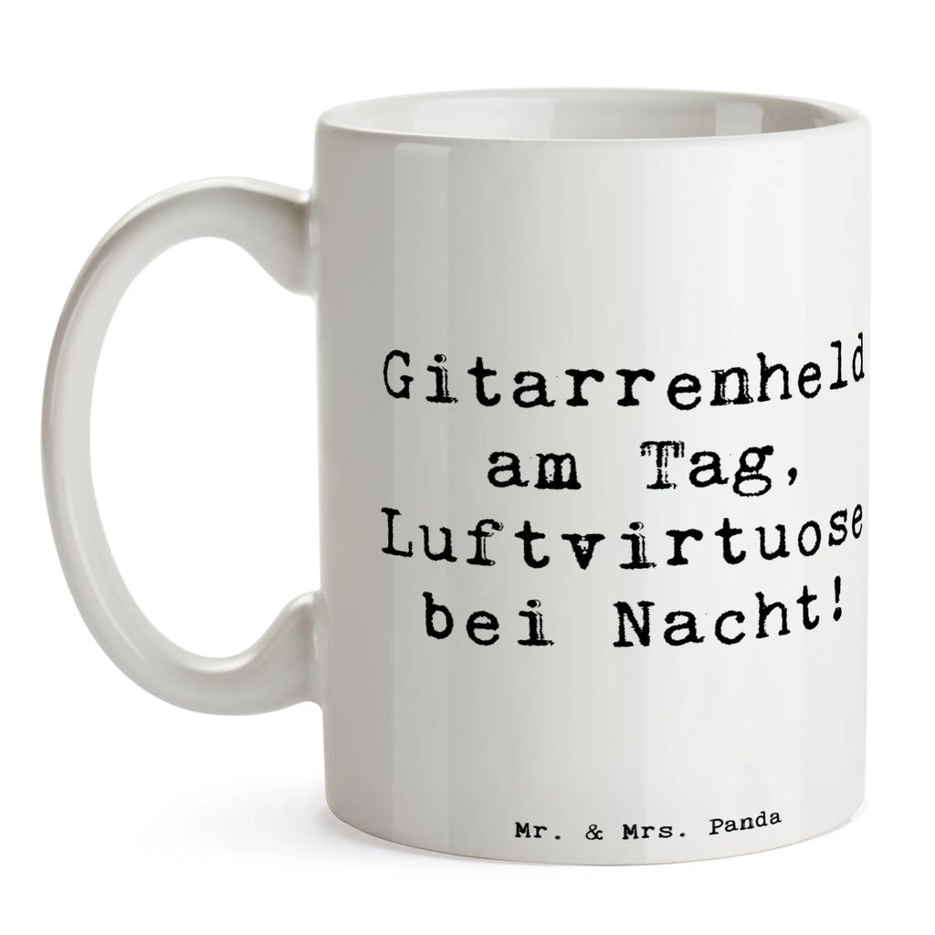 Mug Saying Gitarrenheld am Tag, Luftvirtuose bei Nacht! Keramiktasse, Porzellantasse, Tasse mit Zitaten, Geschenktasse, Tasse, Bürotasse, Teetasse, Kaffeetasse, Tasse mit Motiven, Instrumente, Geschenke Musiker, Musikliebhaber
