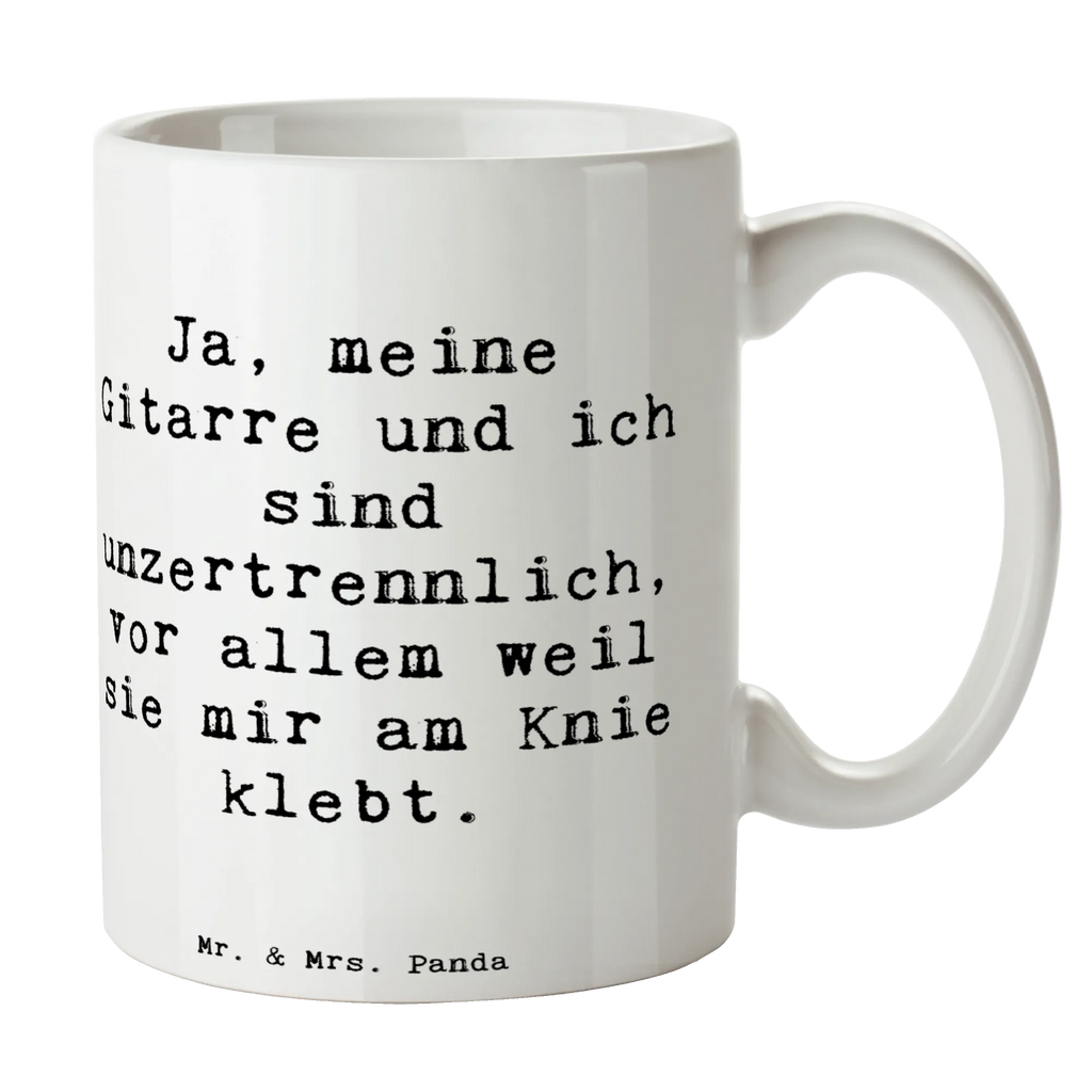 Mug Saying Ja, meine Gitarre und ich sind unzertrennlich, vor allem weil sie mir am Knie klebt. Tasse mit Zitaten, Tasse, Keramiktasse, Kaffeetasse, Porzellantasse, Teetasse, Bürotasse, Geschenktasse, Tasse mit Motiven, Instrumente, Geschenke Musiker, Musikliebhaber