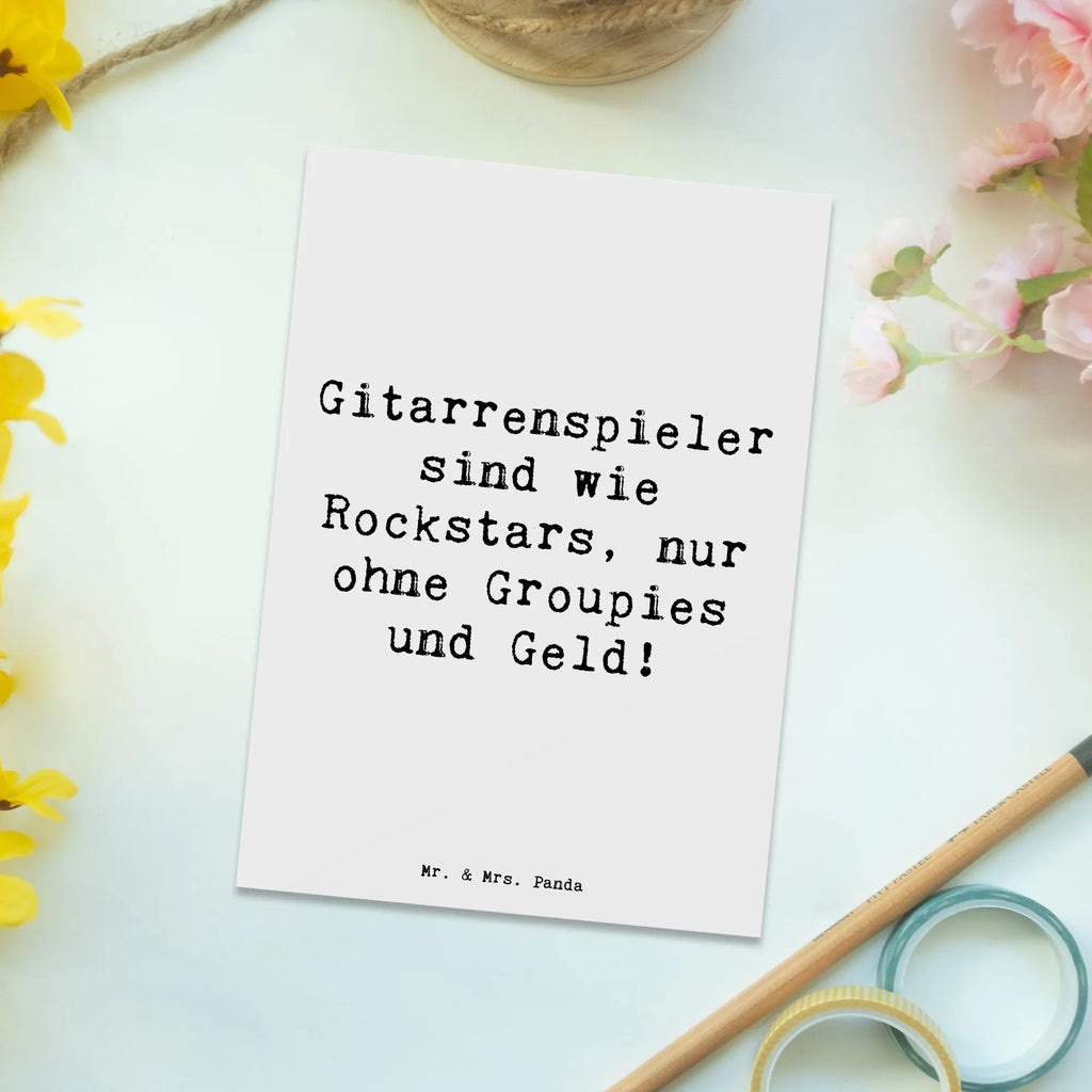 Postcard Saying Gitarrenspieler sind wie Rockstars, nur ohne Groupies und Geld! Karte, Postkarte, Einladungskarten Geburtstag, Dankeskarte, Einladung Geburtstag, Ansichtskarten, Ansichtskarte, Einladungskarte, Einladung, Geschenkkarte, Grußkarte, Geburtstagskarte, Instrumente, Geschenke Musiker, Musikliebhaber