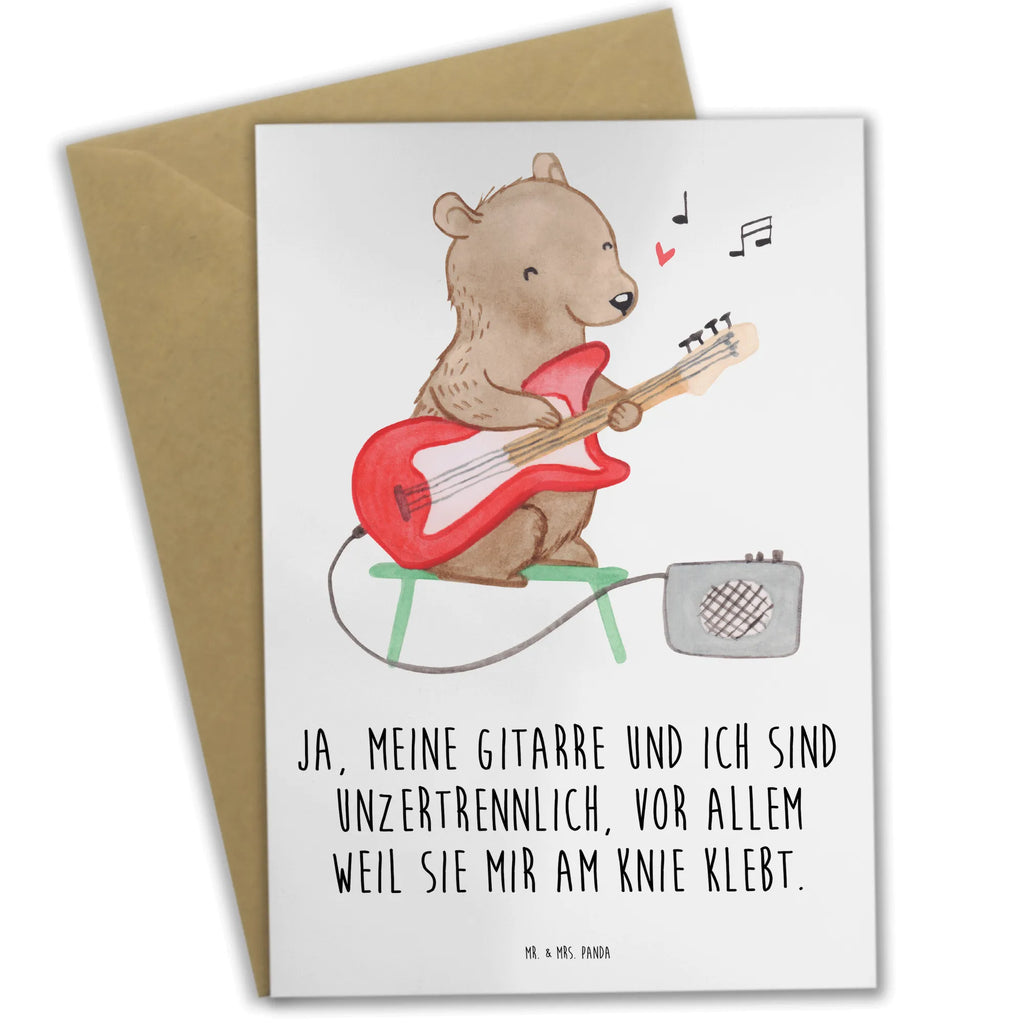 Greetings card Ja, meine Gitarre und ich sind unzertrennlich, vor allem weil sie mir am Knie klebt. Einladungskarte, Grußkarte, Glückwunschkarte, Karte, Ansichtskarten, Geburtstagskarte, Klappkarte, Hochzeitskarte, Instrumente, Geschenke Musiker, Musikliebhaber