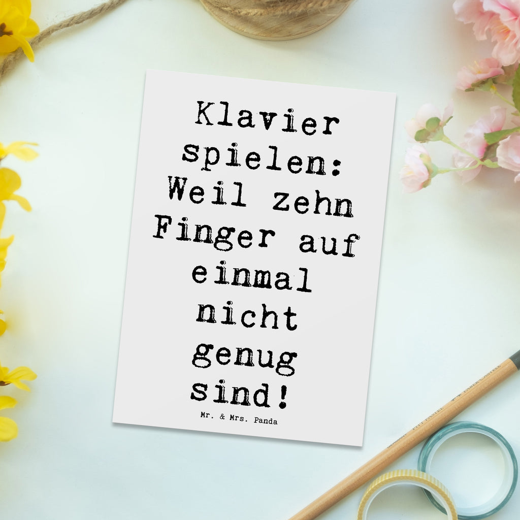 Postcard Saying Klavier spielen: Weil zehn Finger auf einmal nicht genug sind! Einladungskarte, Karte, Grußkarte, Postkarte, Geburtstagskarte, Geschenkkarte, Ansichtskarten, Einladung, Einladung Geburtstag, Ansichtskarte, Einladungskarten Geburtstag, Dankeskarte, Instrumente, Geschenke Musiker, Musikliebhaber