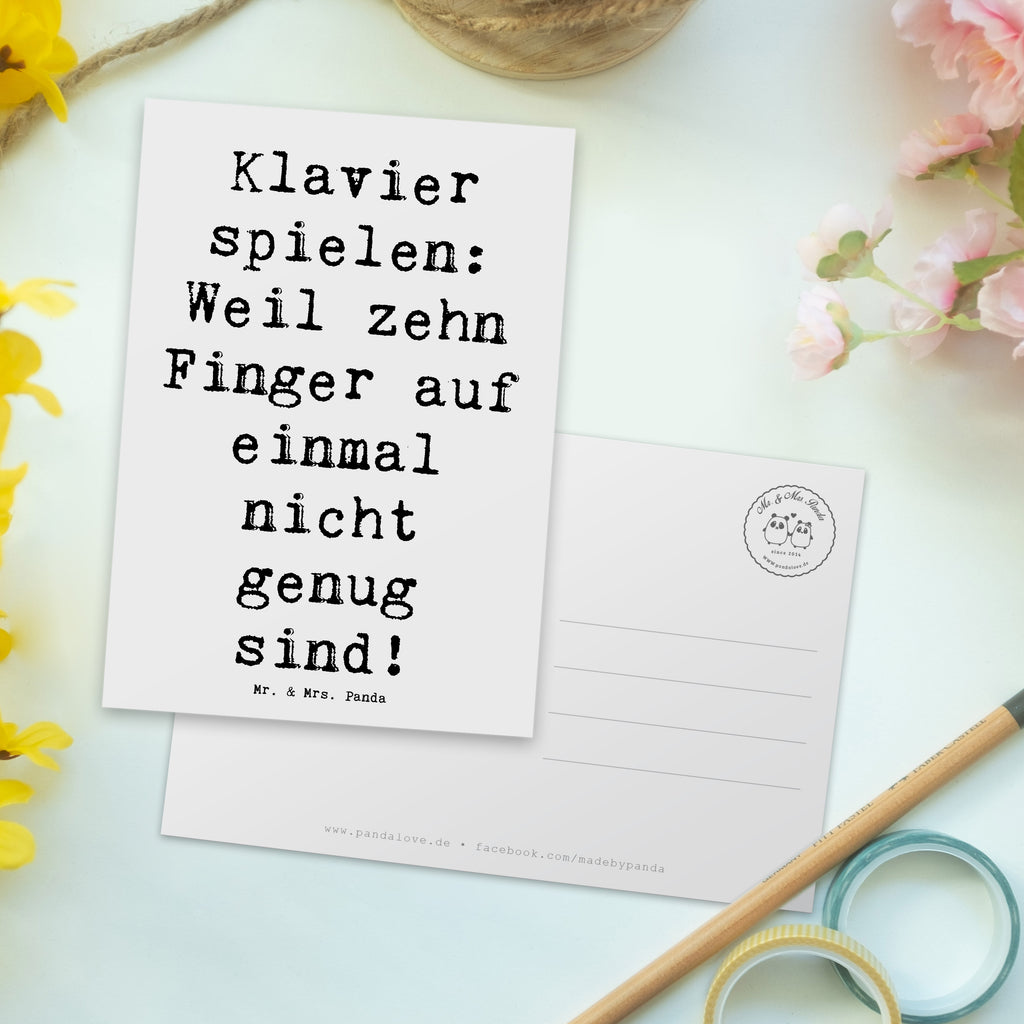 Postcard Saying Klavier spielen: Weil zehn Finger auf einmal nicht genug sind! Einladungskarte, Karte, Grußkarte, Postkarte, Geburtstagskarte, Geschenkkarte, Ansichtskarten, Einladung, Einladung Geburtstag, Ansichtskarte, Einladungskarten Geburtstag, Dankeskarte, Instrumente, Geschenke Musiker, Musikliebhaber