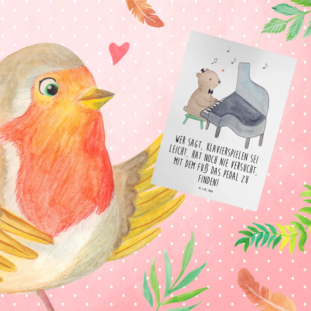 Greetings card Wer sagt, Klavierspielen sei leicht, hat noch nie versucht, mit dem Fuß das Pedal zu finden! Glückwunschkarte, Klappkarte, Grußkarte, Geburtstagskarte, Einladungskarte, Hochzeitskarte, Ansichtskarten, Karte, Instrumente, Geschenke Musiker, Musikliebhaber