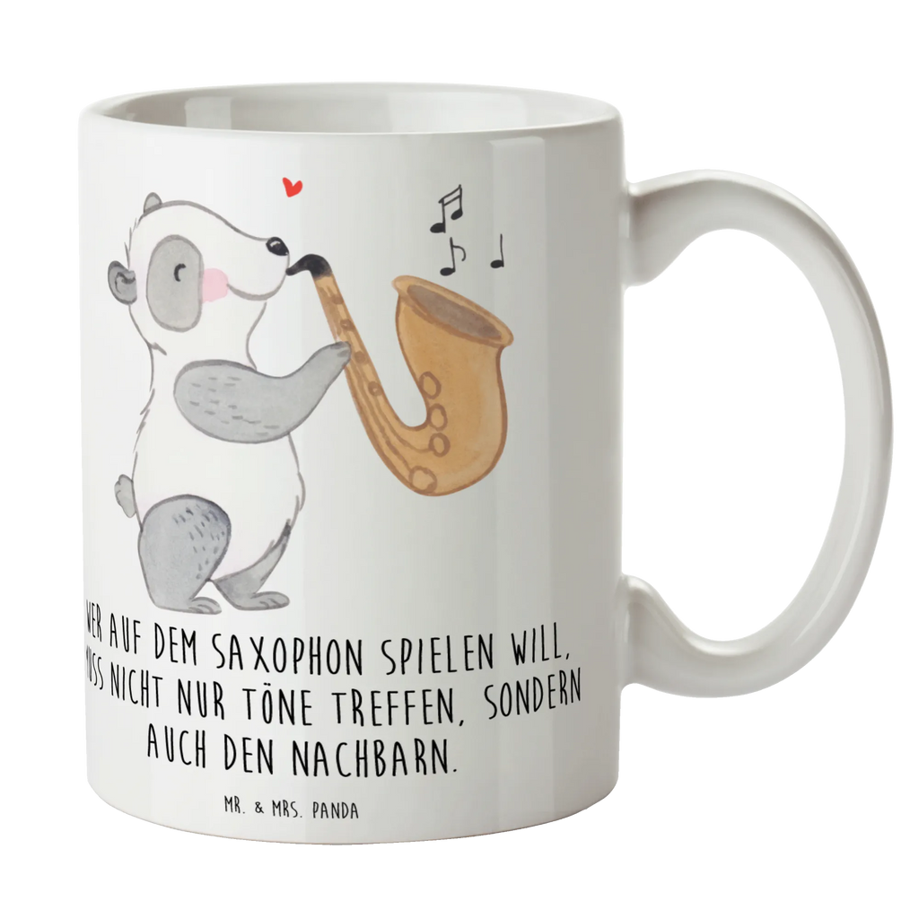 Mug Wer auf dem Saxophon spielen will, muss nicht nur Töne treffen, sondern auch den Nachbarn. Keramiktasse, Kaffeetasse, Tasse mit Zitaten, Bürotasse, Tasse mit Motiven, Geschenktasse, Porzellantasse, Tasse, Teetasse, Instrumente, Geschenke Musiker, Musikliebhaber