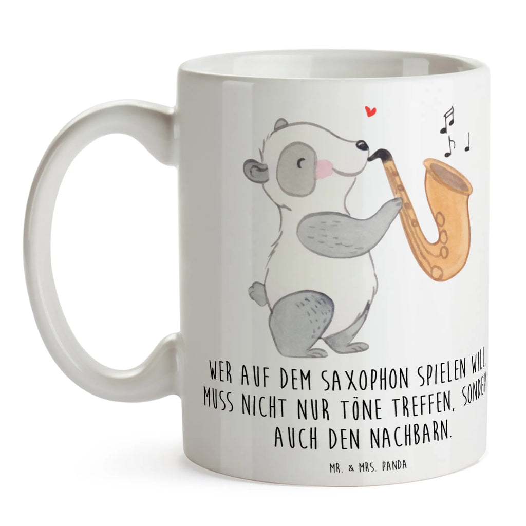 Mug Wer auf dem Saxophon spielen will, muss nicht nur Töne treffen, sondern auch den Nachbarn. Keramiktasse, Kaffeetasse, Tasse mit Zitaten, Bürotasse, Tasse mit Motiven, Geschenktasse, Porzellantasse, Tasse, Teetasse, Instrumente, Geschenke Musiker, Musikliebhaber