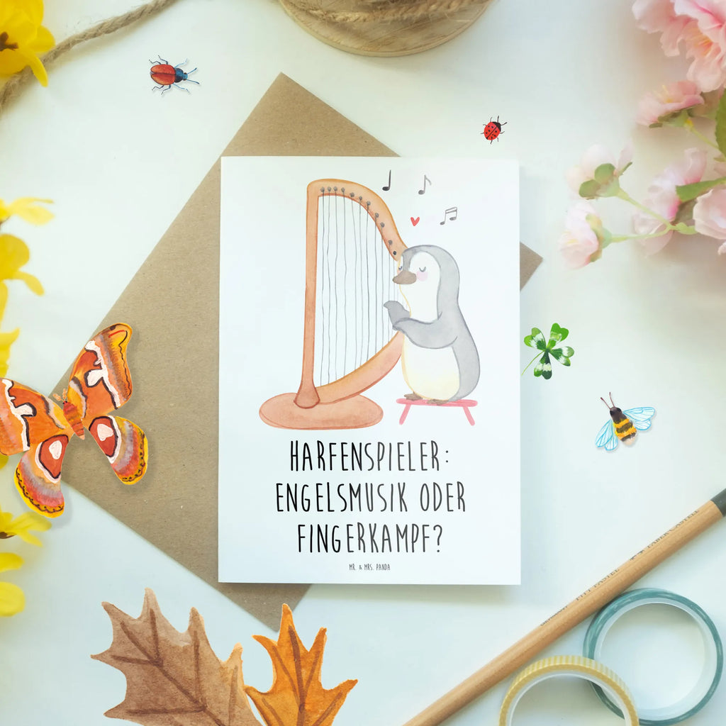 Greetings card Harfenspieler: Engelsmusik oder Fingerkampf? Ansichtskarten, Klappkarte, Glückwunschkarte, Karte, Einladungskarte, Grußkarte, Hochzeitskarte, Geburtstagskarte, Instrumente, Geschenke Musiker, Musikliebhaber