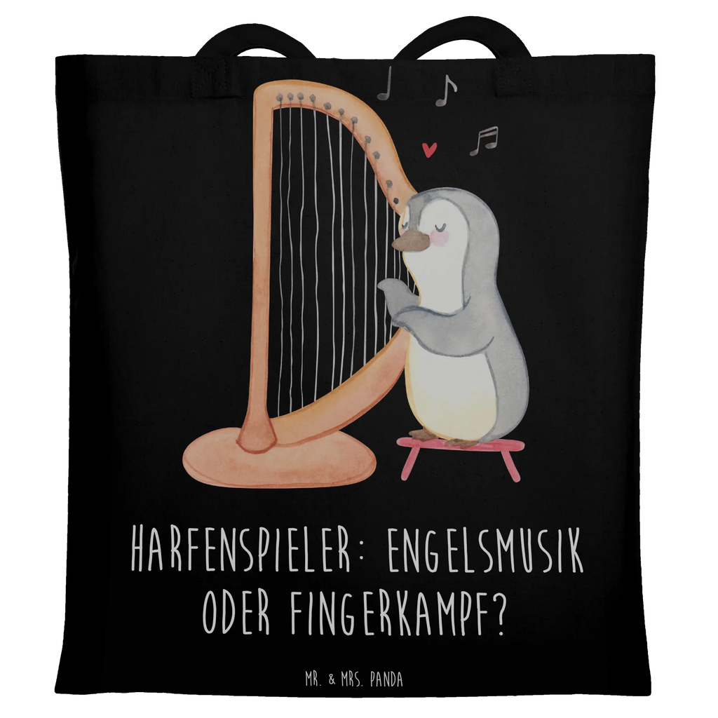 Tote bag Harfenspieler: Engelsmusik oder Fingerkampf? Einkaufstasche, Jutetasche, Beutel, Laptoptasche, Tasche, Shopper, Tragetasche, Umhängetasche, Stoffbeutel, Stofftasche, Schultertasche, Strandtasche, Einkaufstüte, Badetasche, Beuteltasche, Jutebeutel, Instrumente, Geschenke Musiker, Musikliebhaber