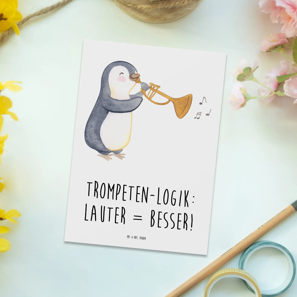 Postcard Trompeten-Logik: Lauter = Besser! Ansichtskarte, Einladung Geburtstag, Geburtstagskarte, Karte, Einladung, Dankeskarte, Grußkarte, Einladungskarte, Ansichtskarten, Postkarte, Einladungskarten Geburtstag, Geschenkkarte, Instrumente, Geschenke Musiker, Musikliebhaber