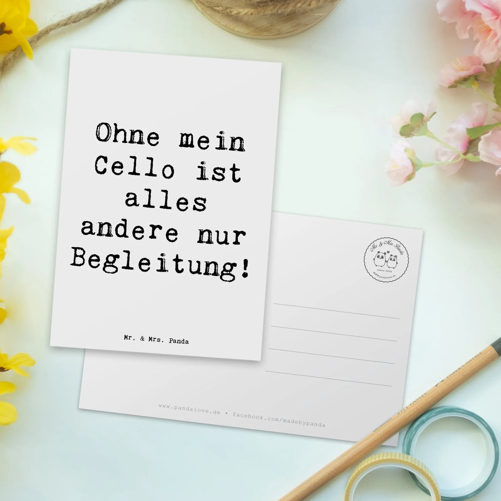 Postcard Saying Ohne mein Cello ist alles andere nur Begleitung! Ansichtskarten, Ansichtskarte, Einladung Geburtstag, Karte, Postkarte, Einladung, Geschenkkarte, Grußkarte, Einladungskarte, Dankeskarte, Geburtstagskarte, Einladungskarten Geburtstag, Instrumente, Geschenke Musiker, Musikliebhaber