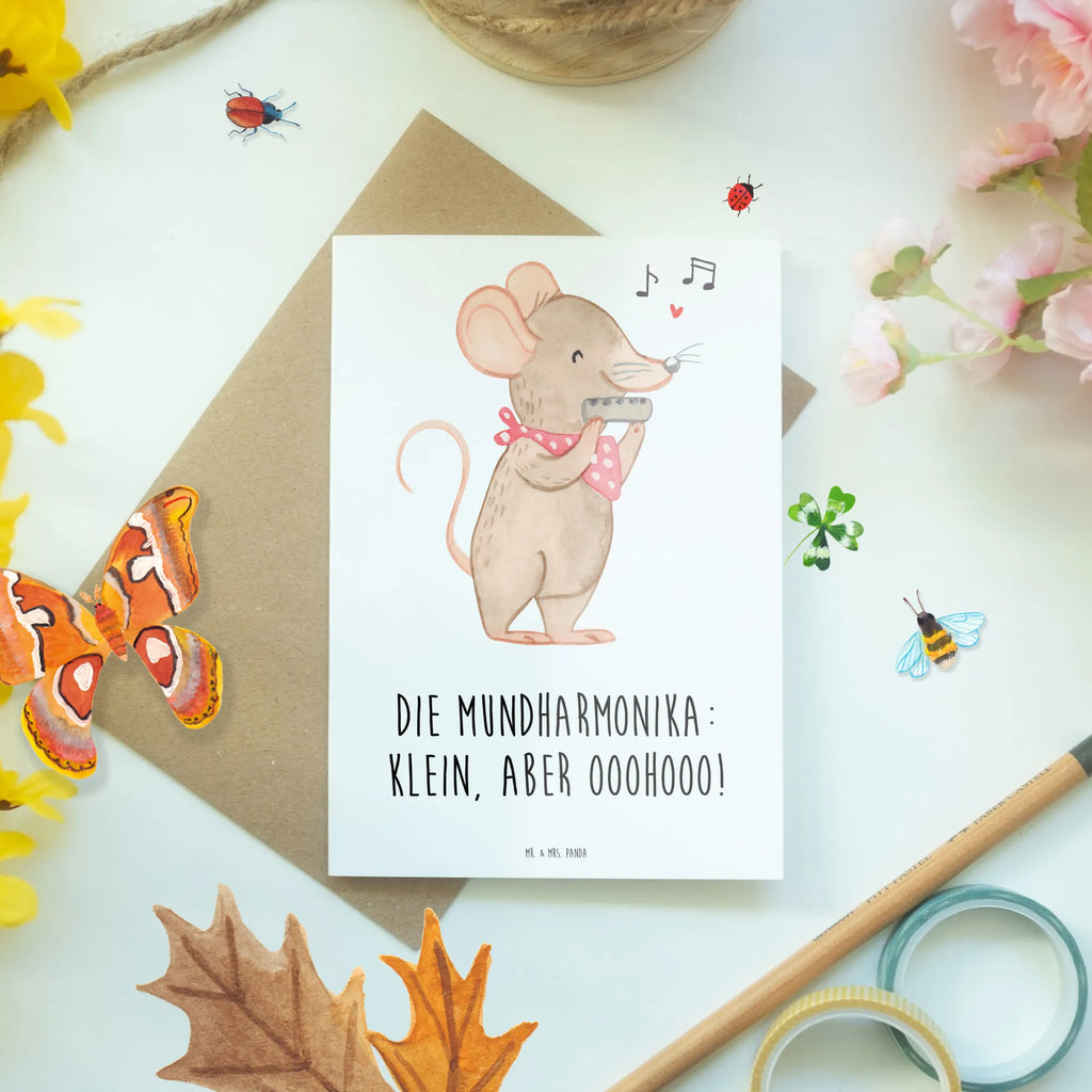 Greetings card Die Mundharmonika: klein, aber ooohooo! Klappkarte, Grußkarte, Glückwunschkarte, Einladungskarte, Geburtstagskarte, Hochzeitskarte, Karte, Ansichtskarten, Instrumente, Geschenke Musiker, Musikliebhaber
