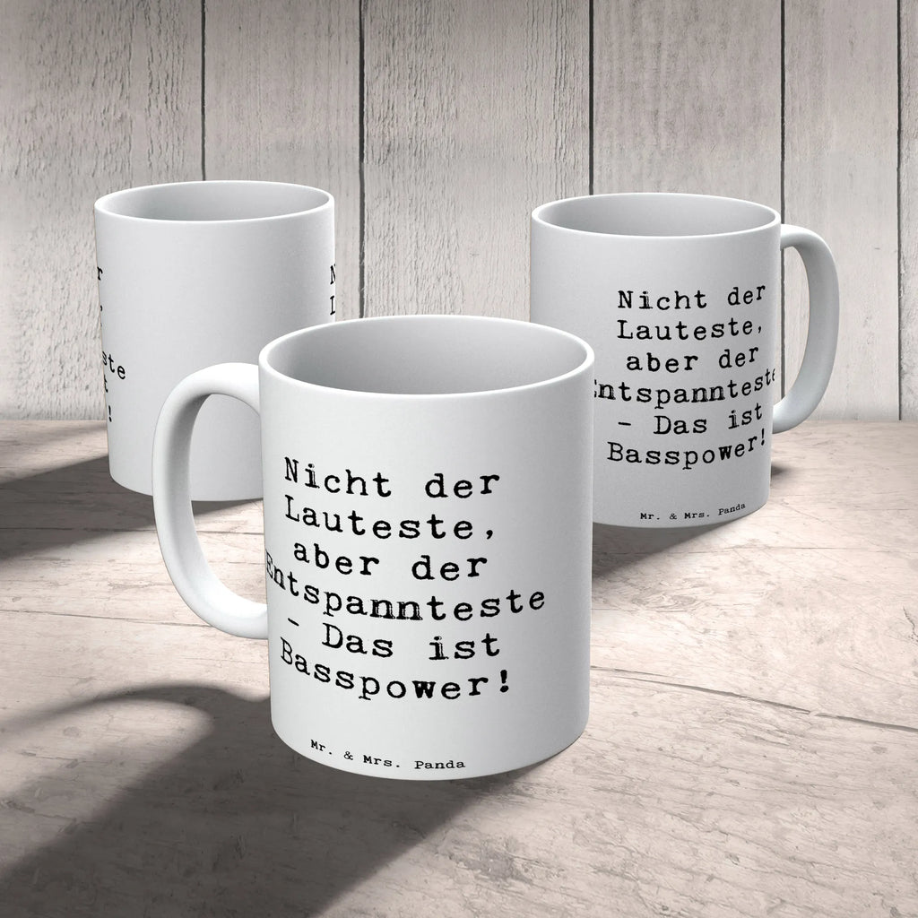 Mug Saying Nicht der Lauteste, aber der Entspannteste - Das ist Basspower! Geschenktasse, Teetasse, Tasse mit Zitaten, Keramiktasse, Kaffeetasse, Tasse mit Motiven, Bürotasse, Porzellantasse, Tasse, Instrumente, Geschenke Musiker, Musikliebhaber