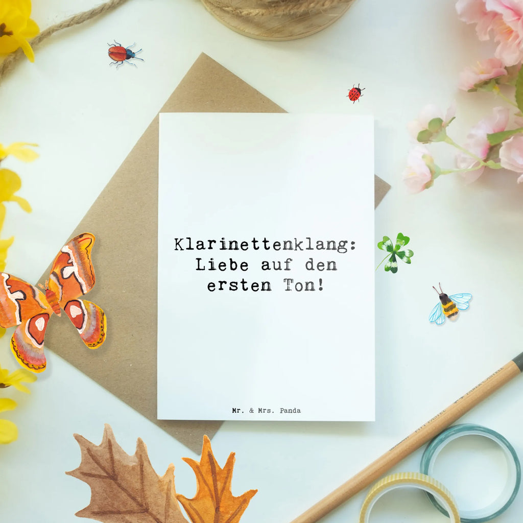 Greetings card Saying Klarinettenklang: Liebe auf den ersten Ton! Ansichtskarten, Glückwunschkarte, Grußkarte, Einladungskarte, Klappkarte, Hochzeitskarte, Karte, Geburtstagskarte, Instrumente, Geschenke Musiker, Musikliebhaber