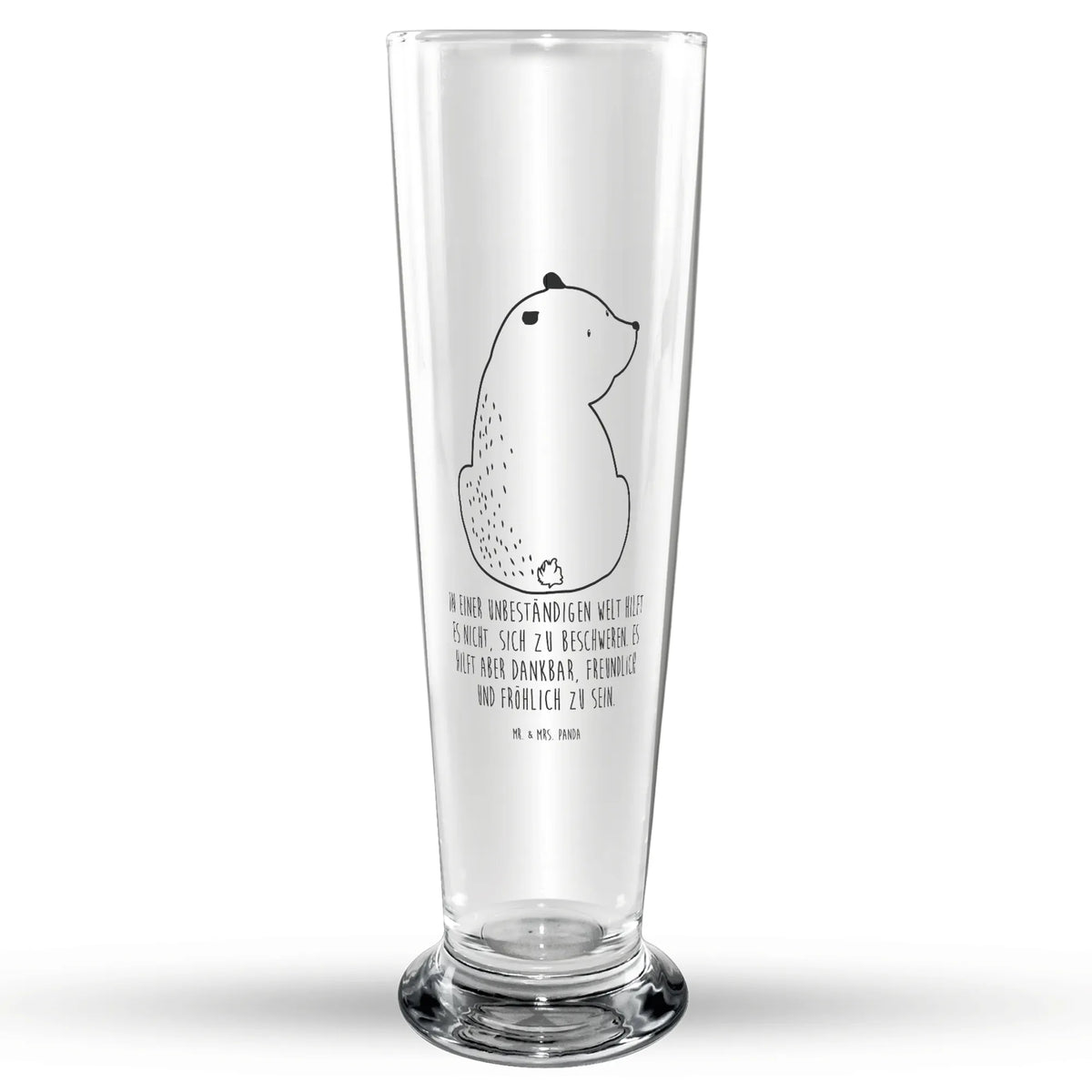 Bierglas Bär Schulterblick Trinkglas, Bierbecher, Bier Glas, Bierglas, Glasbecher, Glasbierglas, Teddy, Bär, Teddybär, Selbstachtung, Motivation, Weltansicht, Weisheit, Bären, Bärenliebe