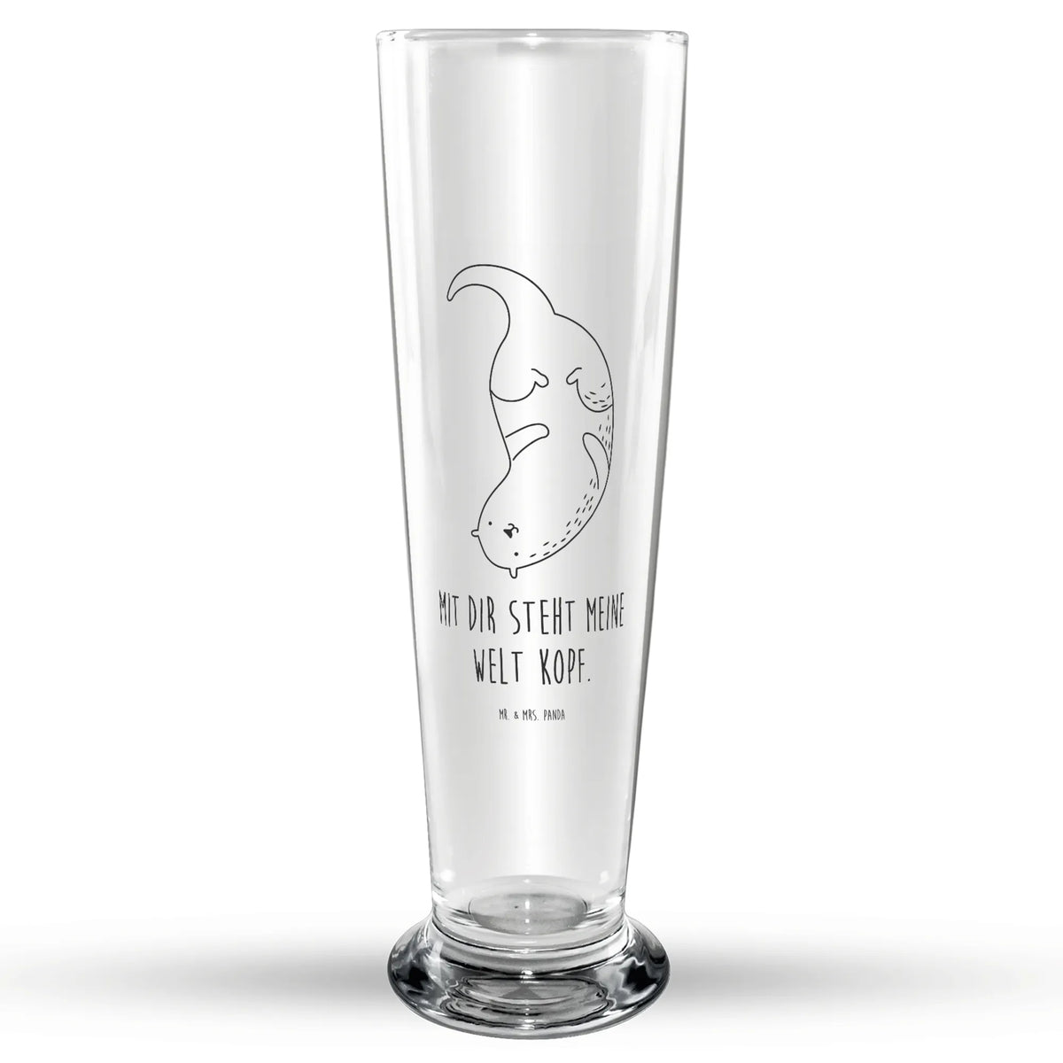 Bierglas Otter Kopfüber Bierbecher, Glasbecher, Bierglas, Bier Glas, Trinkglas, Glasbierglas, Otter, Fischotter, Seeotter, Otter Seeotter See Otter