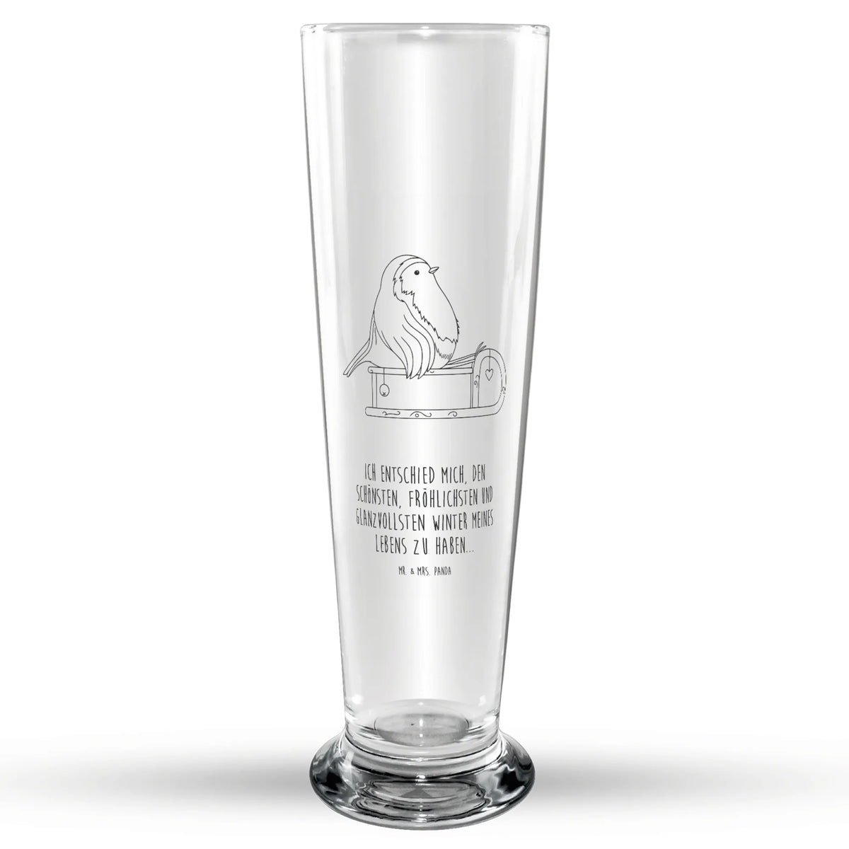 Bierglas Rotkehlchen Schlitten Glasbierglas, Trinkglas, Bierbecher, Bierglas, Bier Glas, Glasbecher, Weihnachten, Winter, Weihnachtsdeko, Nikolaus, Advent, Heiligabend, Wintermotiv, Schlitten, Vogel