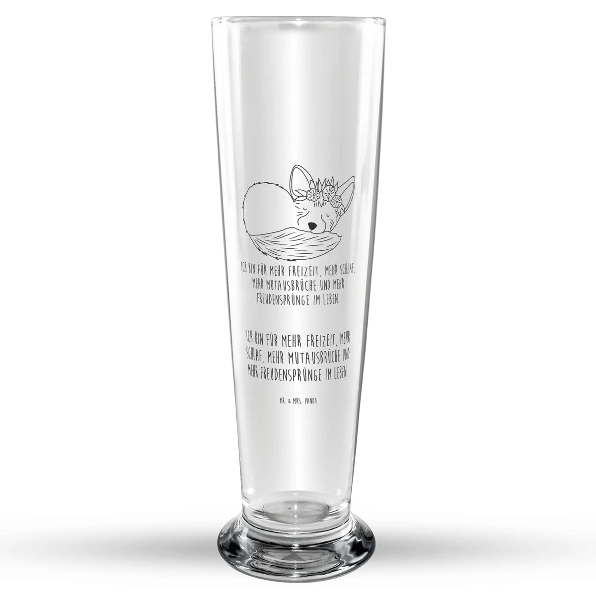 Bierglas Wüstenfuchs Blumen Bierglas, Glasbierglas, Glasbecher, Bierbecher, Bier Glas, Trinkglas, Wildtiere, Afrika, Wüste, Glücklich, Blumenkranz, Wüstenfuchs, Blumen