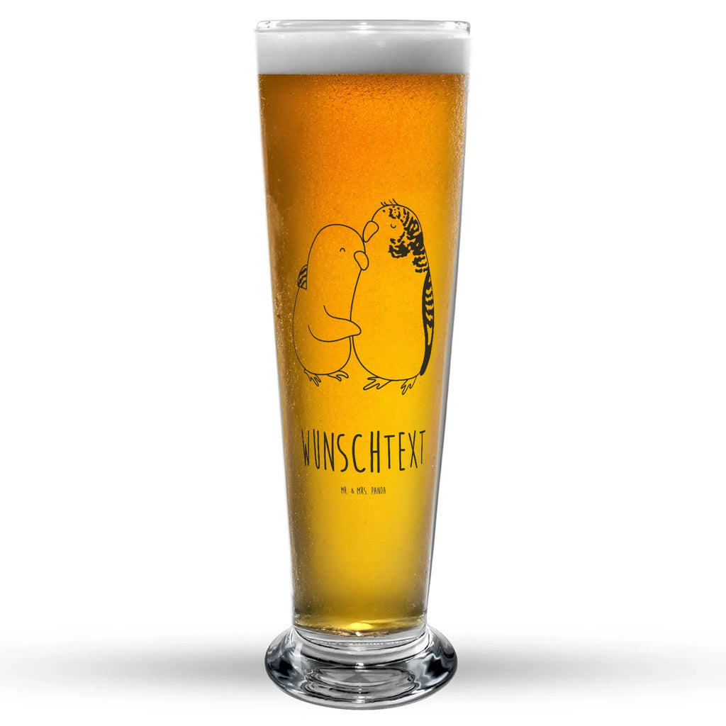 Personalized Beer Glass Parakeets in love Love, Loving, Two, Together, Marriage, Engagement, Proposal of marriage, Love gift, gift for her, gift for him, anniversary gift, closeness, trust, cuddling, love, birds, budgie