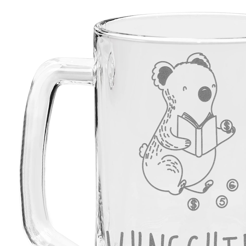 Personalized Engraved Beer Mug Koala bear collect coins Gift, sport, hobby, giving, thank you, award, profit, athlete, Collecting coins, numismatics, coins from all over the world