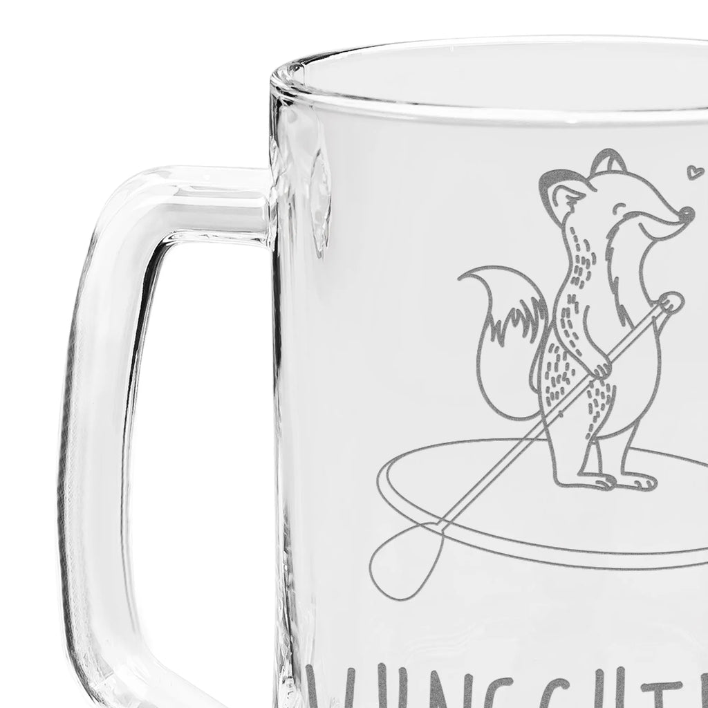 Personalized Engraved Beer Mug Fox Stand up paddling Gift, sport, hobby, giving, thank you, award, profit, athlete, subben, SUB, stand up paddle, Stand Up Paddling, Paddle Boarding