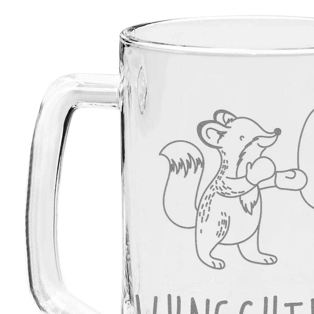 Personalized Engraved Beer Mug Fox boxing Gift, sport, hobby, giving, thank you, award, profit, athlete, boxing match, boxing training, boxing