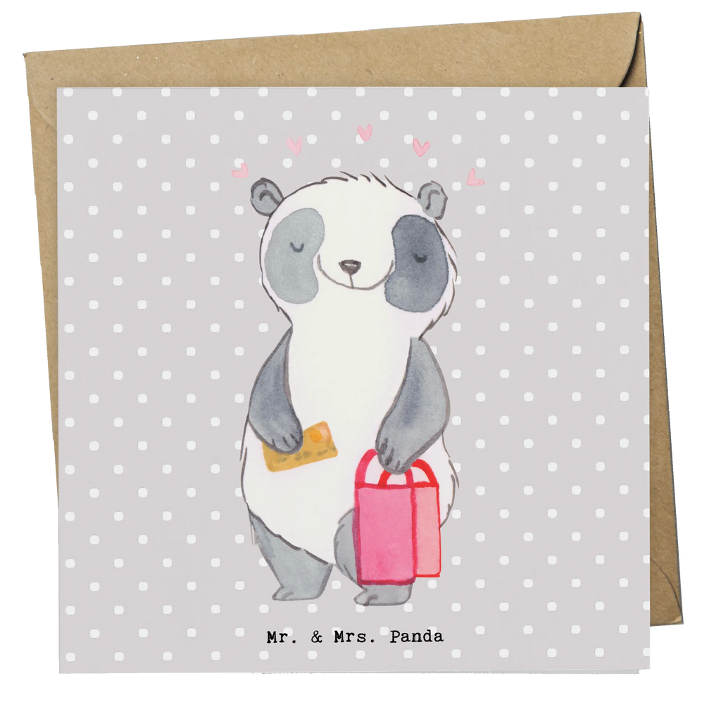 Deluxe Karte Panda Shopping Einladungskarte, Glückwunschkarte, Hochzeitskarte, Geburtstagskarte, Karte, Klappkarte, Hochwertige Klappkarte, Grußkarte, Hochwertige Grußkarte, Geschenk, Sport, Sportart, Hobby, Schenken, Danke, Dankeschön, Auszeichnung, Gewinn, Sportler, shoppen, Shopping, einkaufen