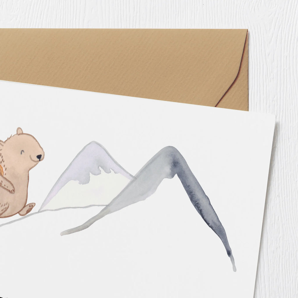 Deluxe Karte Bär Bergsteigen Klappkarte, Geburtstagskarte, Karte, Glückwunschkarte, Hochwertige Grußkarte, Hochzeitskarte, Hochwertige Klappkarte, Grußkarte, Einladungskarte, Geschenk, Sport, Sportart, Hobby, Schenken, Danke, Dankeschön, Auszeichnung, Gewinn, Sportler, Alpinismus, Alpinwandern, wandern, Trekking, Bergsteigen, Bergsport