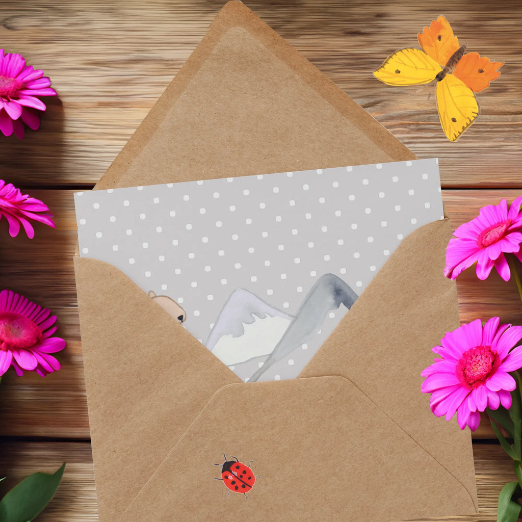 Deluxe Karte Bär Bergsteigen Klappkarte, Geburtstagskarte, Karte, Glückwunschkarte, Hochwertige Grußkarte, Hochzeitskarte, Hochwertige Klappkarte, Grußkarte, Einladungskarte, Geschenk, Sport, Sportart, Hobby, Schenken, Danke, Dankeschön, Auszeichnung, Gewinn, Sportler, Alpinismus, Alpinwandern, wandern, Trekking, Bergsteigen, Bergsport