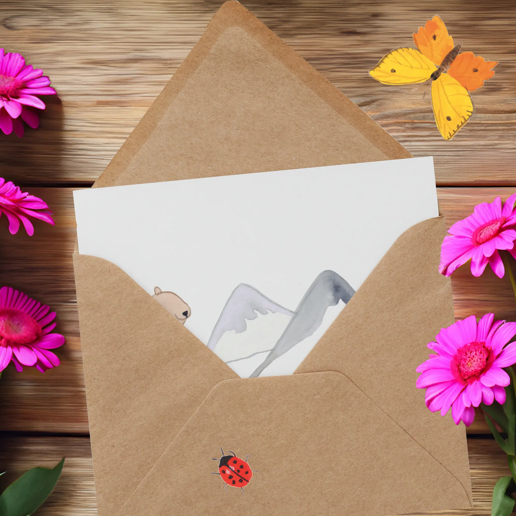 Deluxe Karte Bär Bergsteigen Klappkarte, Geburtstagskarte, Karte, Glückwunschkarte, Hochwertige Grußkarte, Hochzeitskarte, Hochwertige Klappkarte, Grußkarte, Einladungskarte, Geschenk, Sport, Sportart, Hobby, Schenken, Danke, Dankeschön, Auszeichnung, Gewinn, Sportler, Alpinismus, Alpinwandern, wandern, Trekking, Bergsteigen, Bergsport