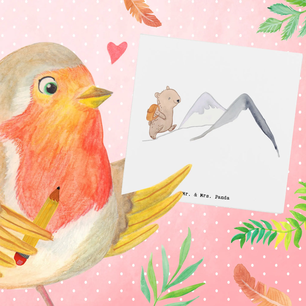 Deluxe Karte Bär Bergsteigen Klappkarte, Geburtstagskarte, Karte, Glückwunschkarte, Hochwertige Grußkarte, Hochzeitskarte, Hochwertige Klappkarte, Grußkarte, Einladungskarte, Geschenk, Sport, Sportart, Hobby, Schenken, Danke, Dankeschön, Auszeichnung, Gewinn, Sportler, Alpinismus, Alpinwandern, wandern, Trekking, Bergsteigen, Bergsport