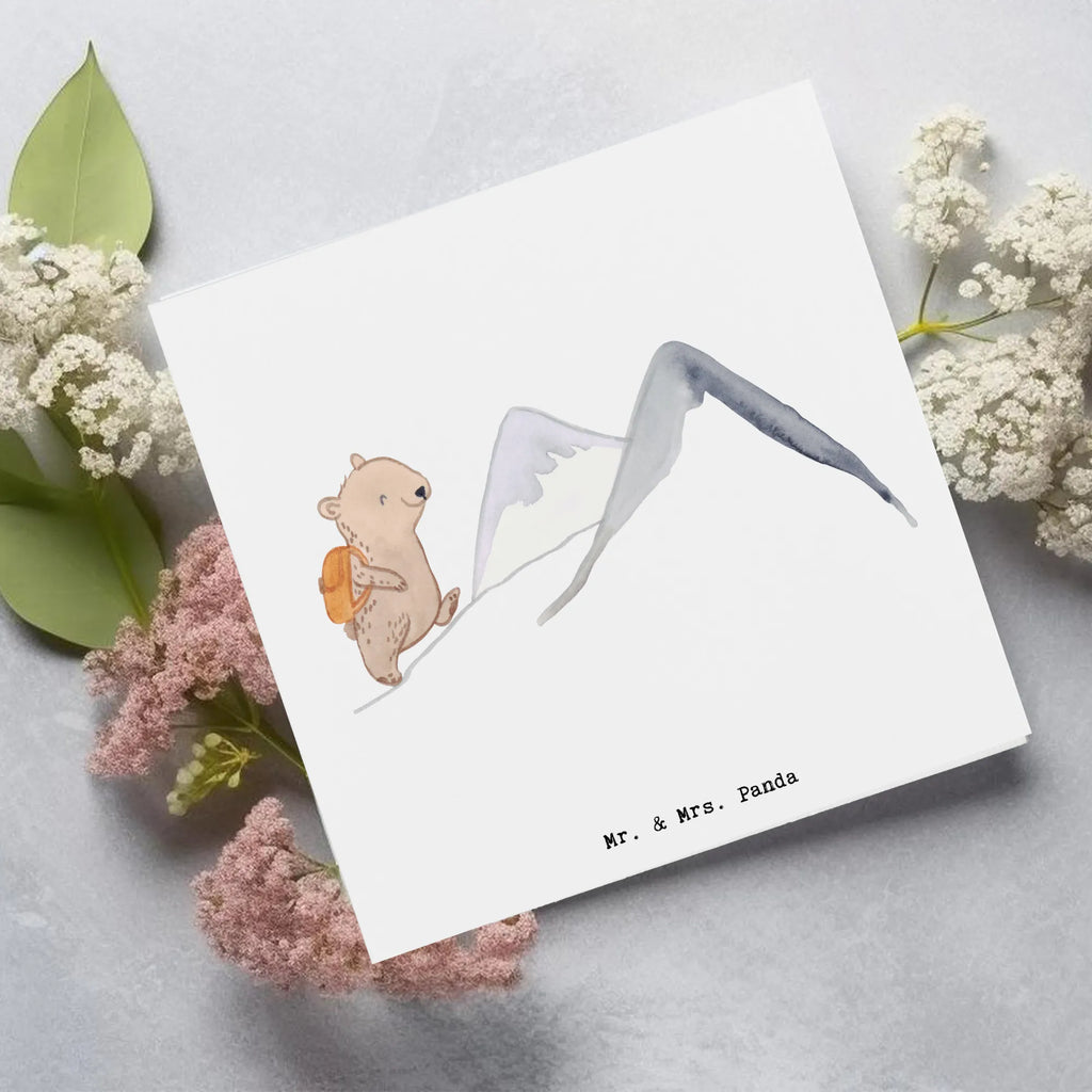 Deluxe Karte Bär Bergsteigen Klappkarte, Geburtstagskarte, Karte, Glückwunschkarte, Hochwertige Grußkarte, Hochzeitskarte, Hochwertige Klappkarte, Grußkarte, Einladungskarte, Geschenk, Sport, Sportart, Hobby, Schenken, Danke, Dankeschön, Auszeichnung, Gewinn, Sportler, Alpinismus, Alpinwandern, wandern, Trekking, Bergsteigen, Bergsport