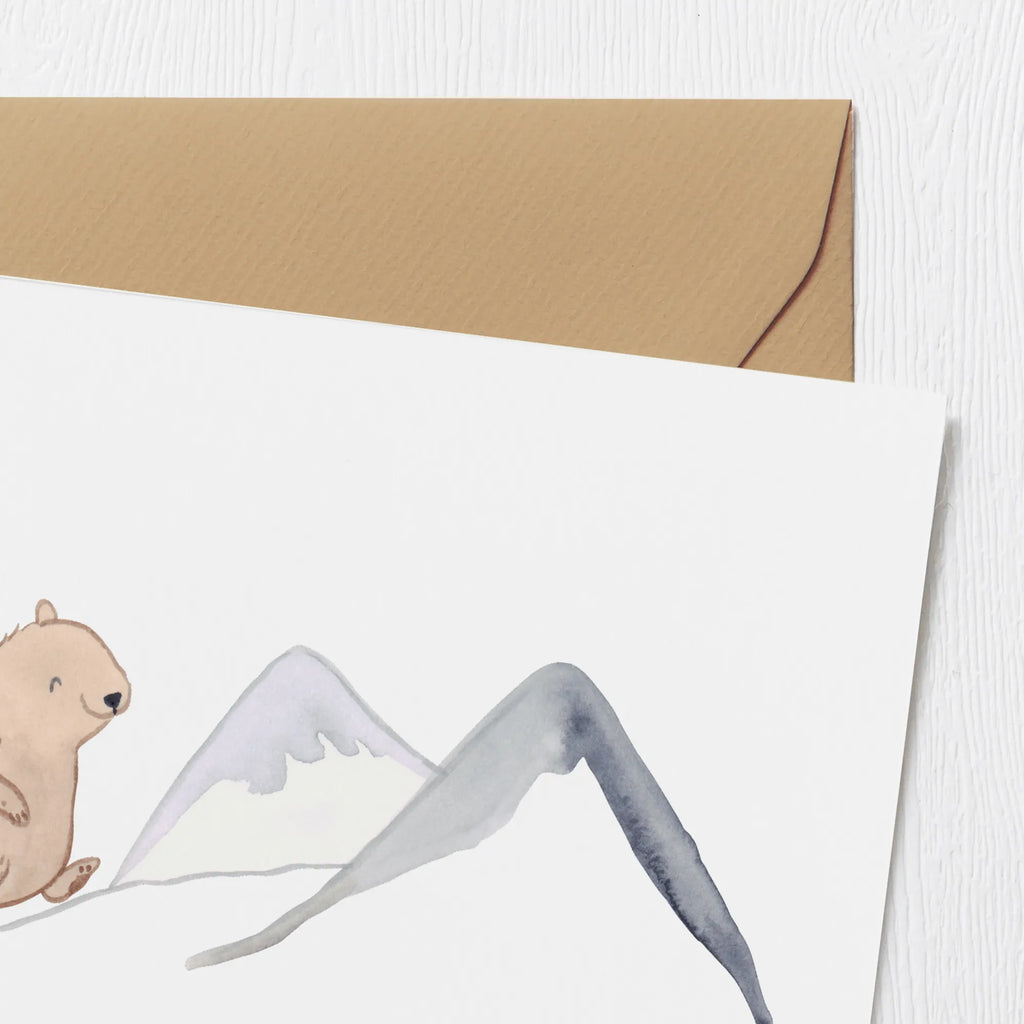 Deluxe Karte Bär Bergsteigen Klappkarte, Geburtstagskarte, Karte, Glückwunschkarte, Hochwertige Grußkarte, Hochzeitskarte, Hochwertige Klappkarte, Grußkarte, Einladungskarte, Geschenk, Sport, Sportart, Hobby, Schenken, Danke, Dankeschön, Auszeichnung, Gewinn, Sportler, Alpinismus, Alpinwandern, wandern, Trekking, Bergsteigen, Bergsport